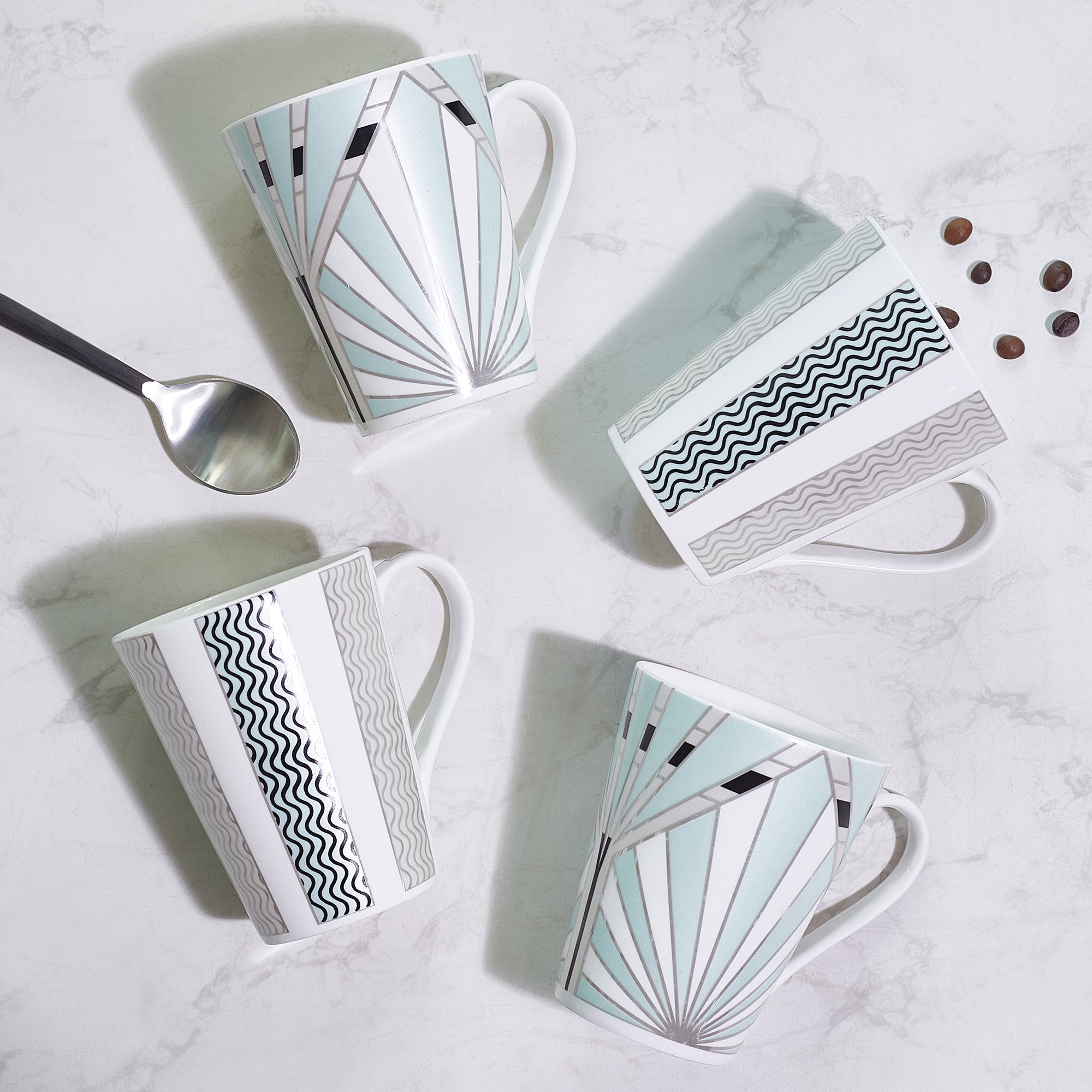 Sapphire Bone China Coffee Mug Set of 4 in Blue Colour