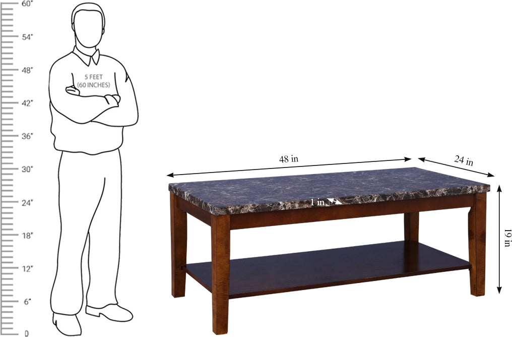 Eden Marble Finish Top Center Table in Brown Colour