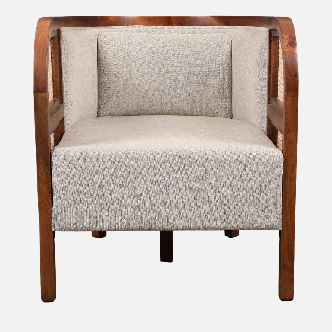 Siam Solidwood Single Seater Sofa in Beige Colour