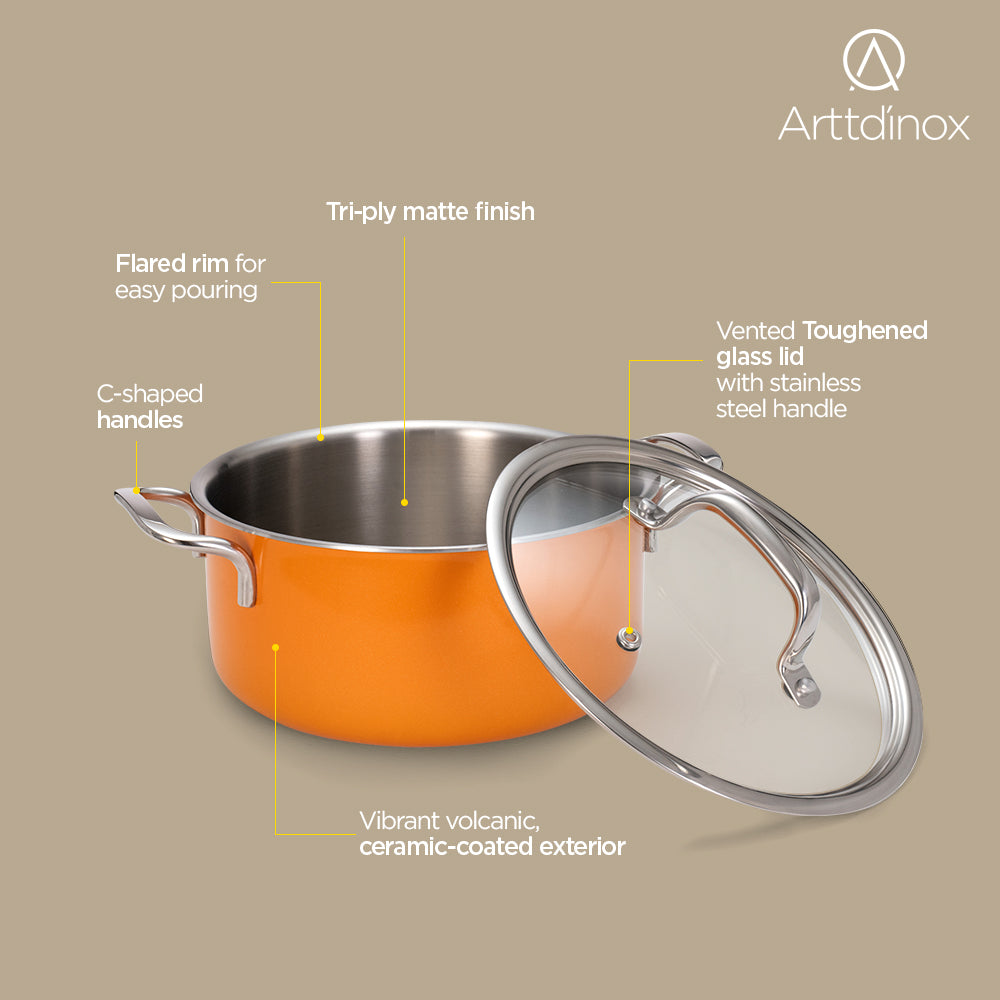 Vida Triply Pot 2 Litre Volcanic with Glass Lid