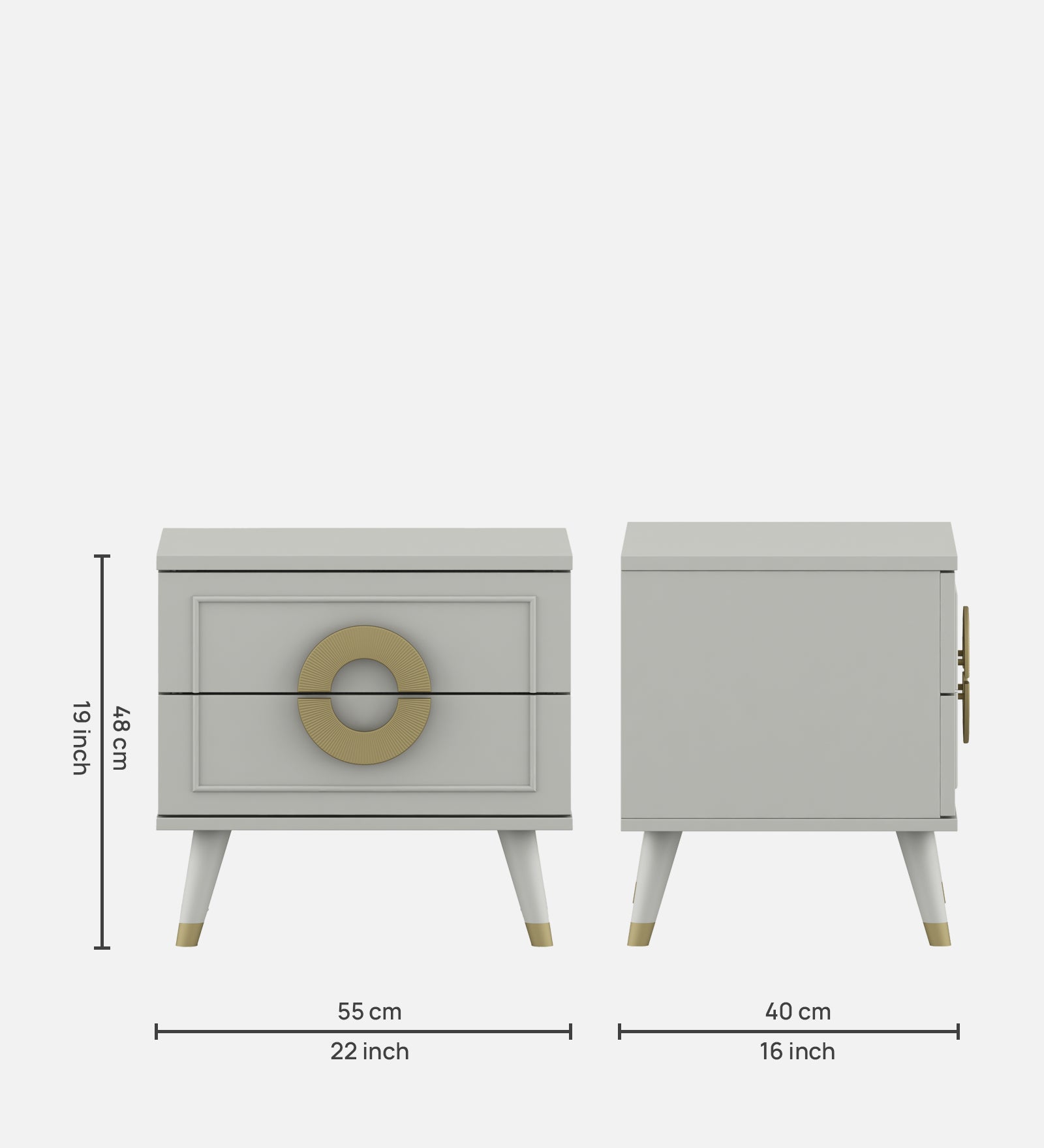 Akira Bed Side Table in Pumic Grey Colour