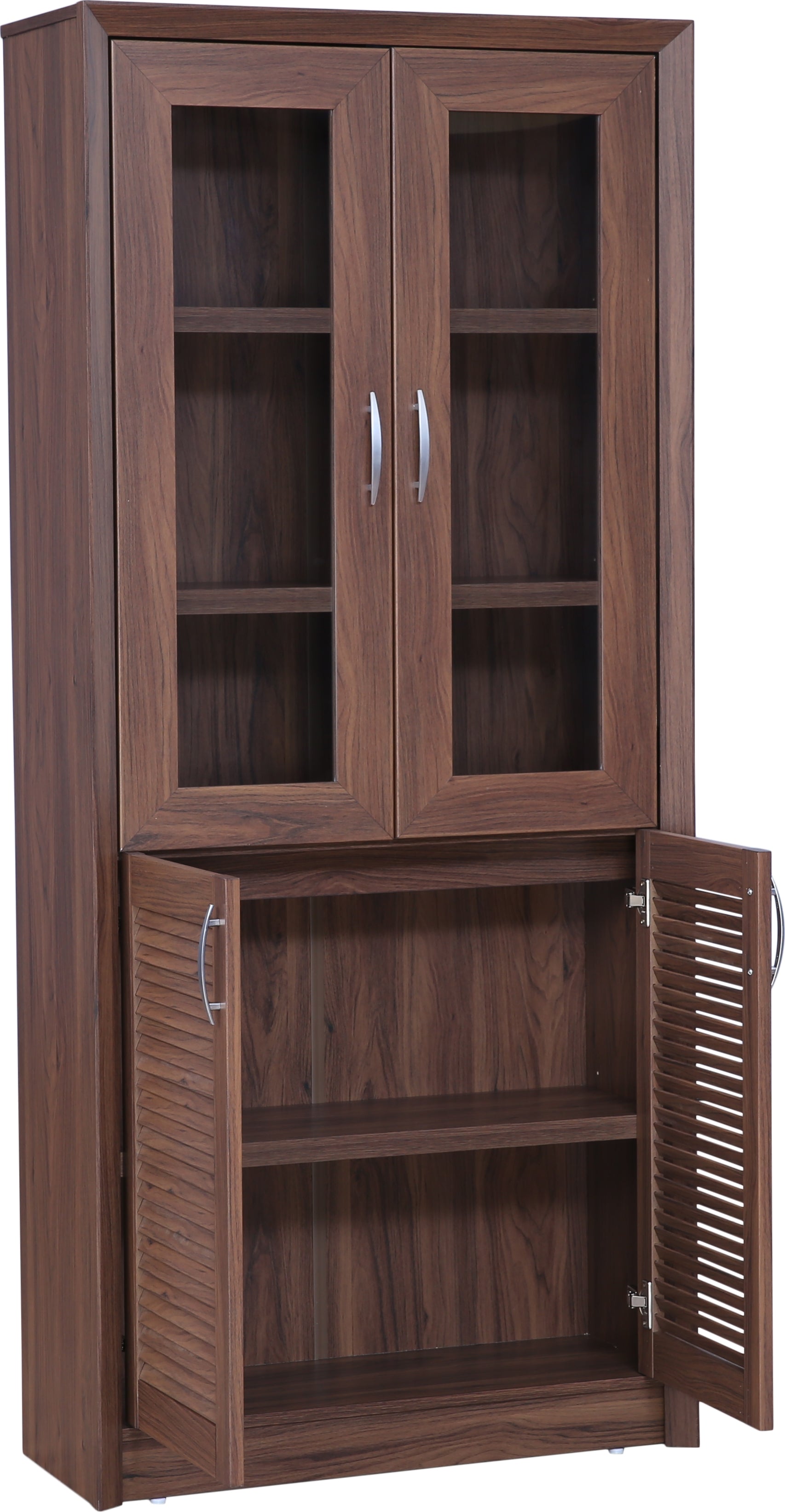 Stark Engineered Wood 4 door Book Case in Walnut Colour