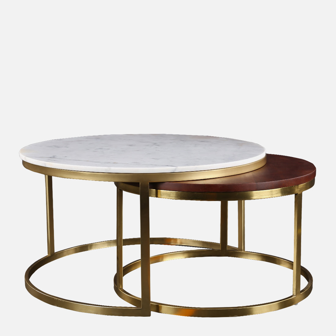 Castile Marble Center Table in White & Gold Colour