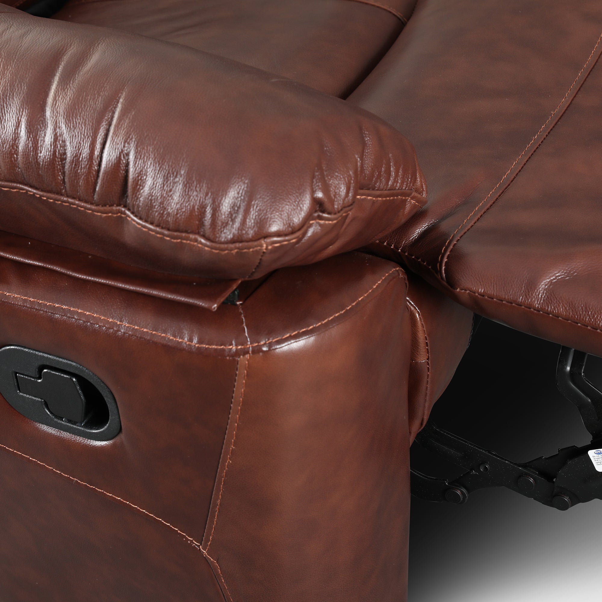 Charles Half Leather Three Seater Recliner in Brown Colour