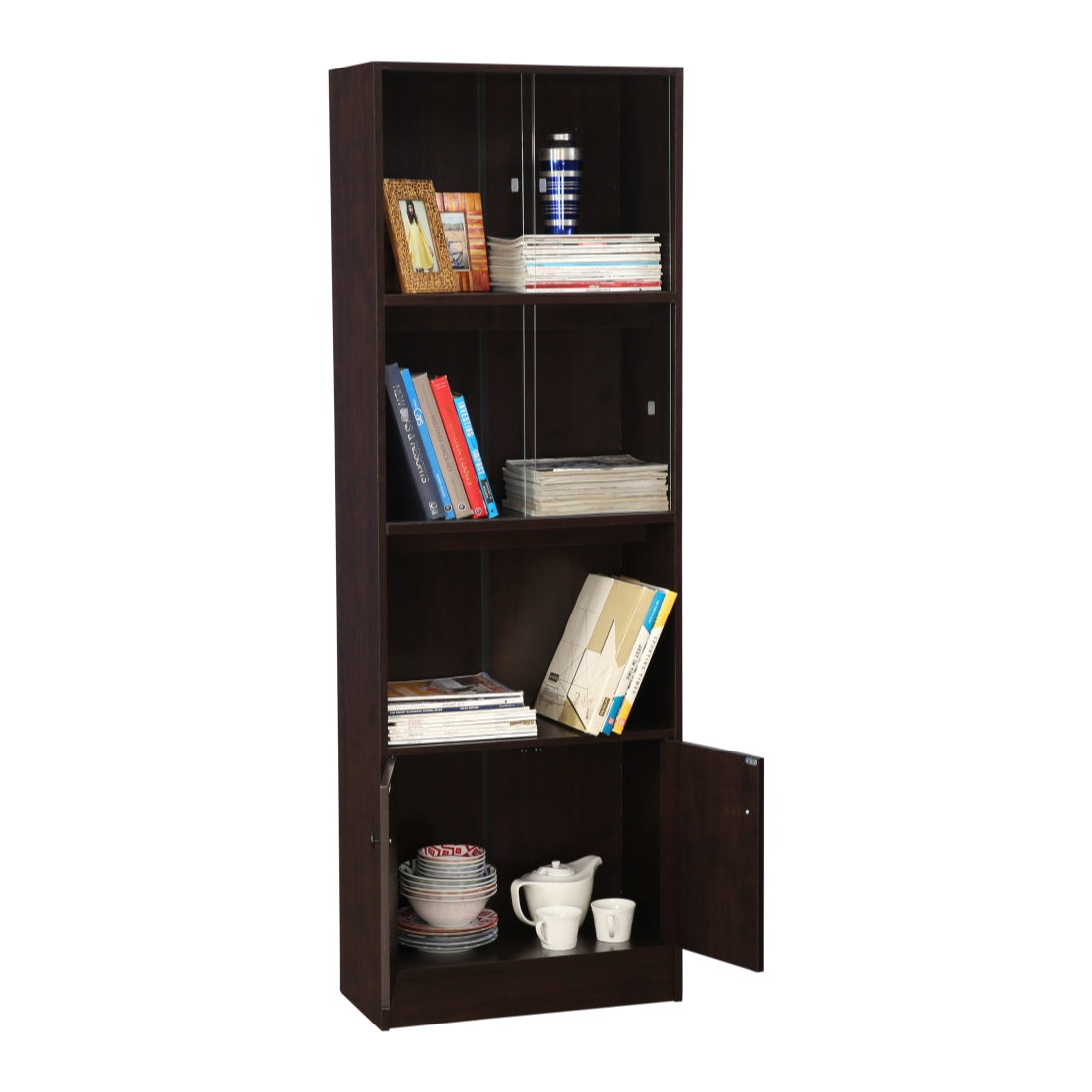 Crony Engineered Wood Medium Book Shelf in Wenge Colour