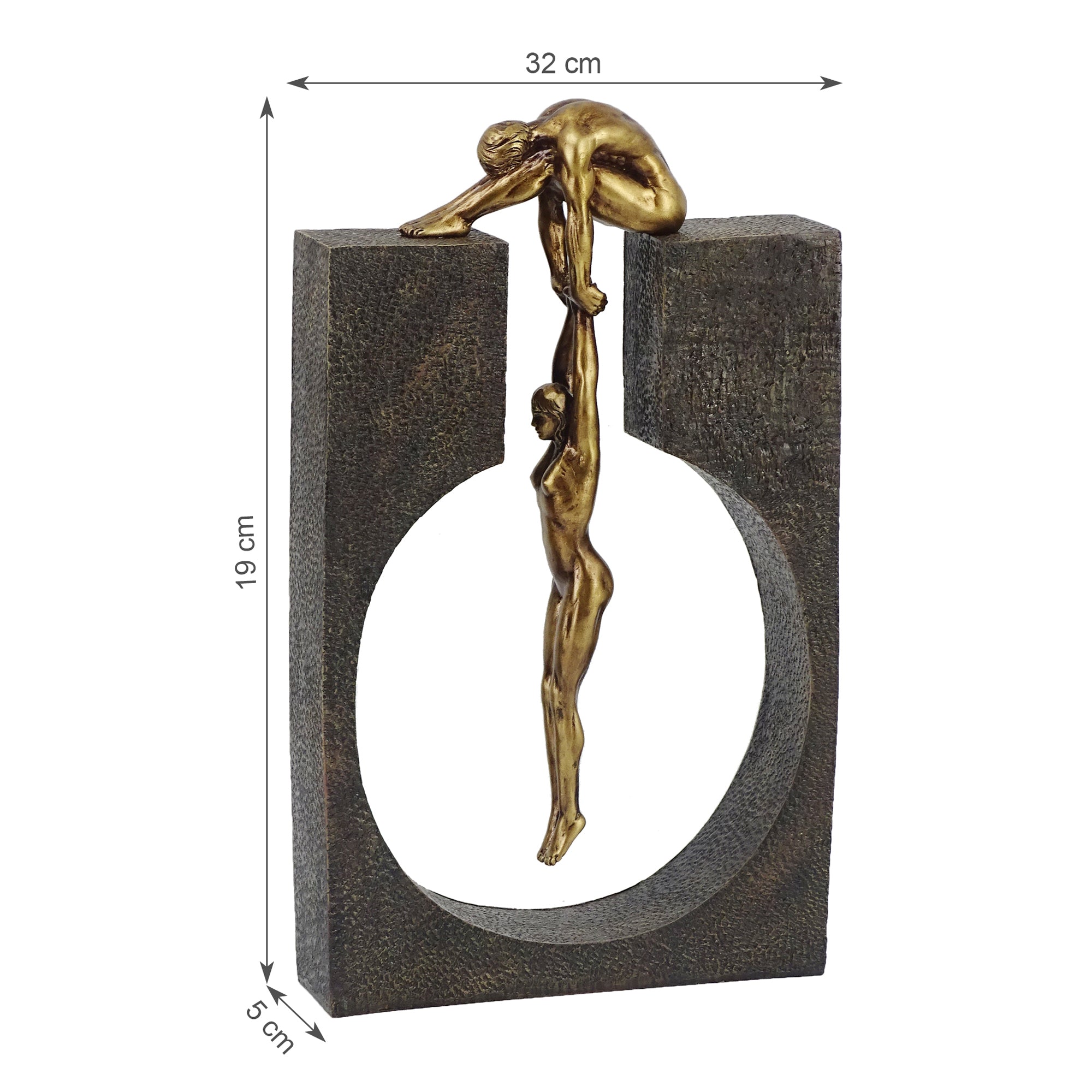 Willow Polyresin Man Holding Woman 31 Cm in Brown And Gold Colour