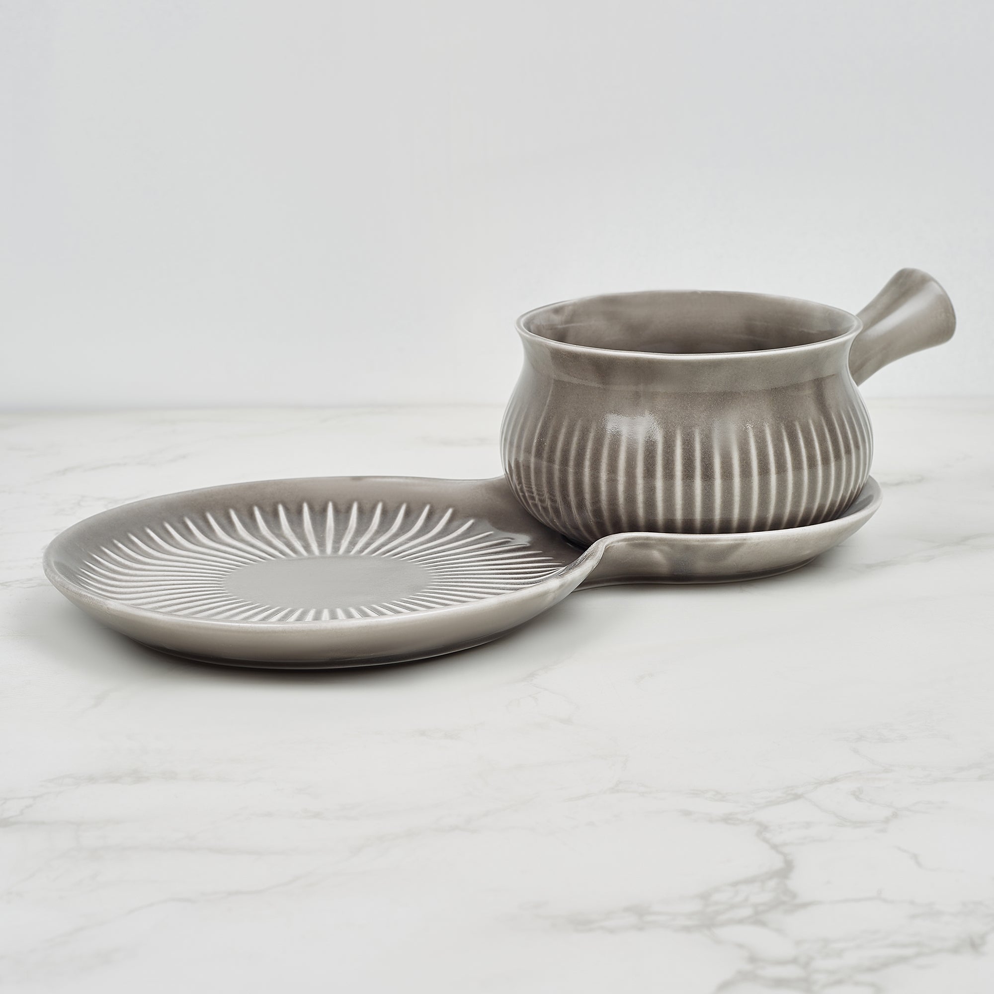 Ace Ceramic Soup Cup & Serving Platter Combo in Assorted Colour