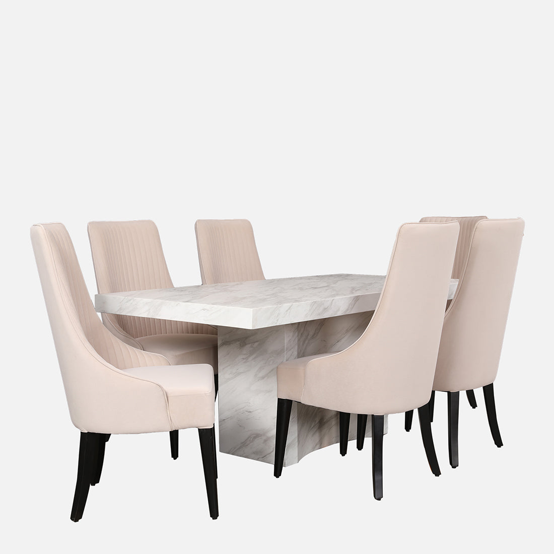 Garnet Sheesham Wood(Rosewood) Six Seater Dining Set in White Colour