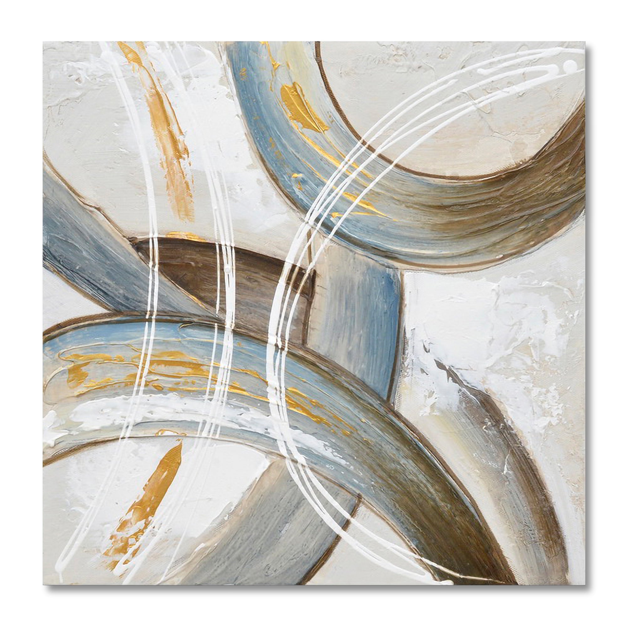 Ilona Abstract Brush Strokes Handmade Canvas Painting 30x30 Cm in Light Blue Colour