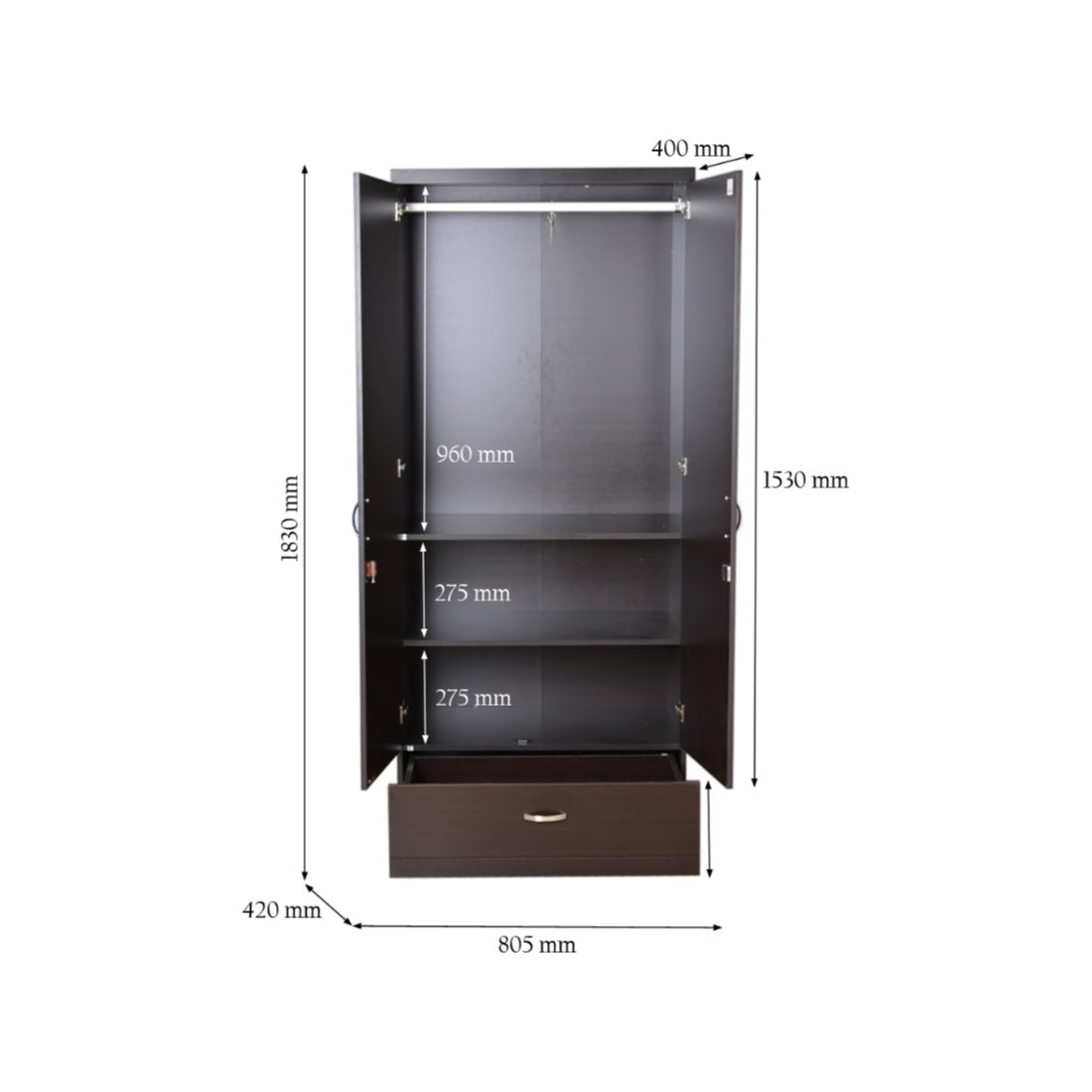 Utsav 2 door wardrobe in Wenge Colour