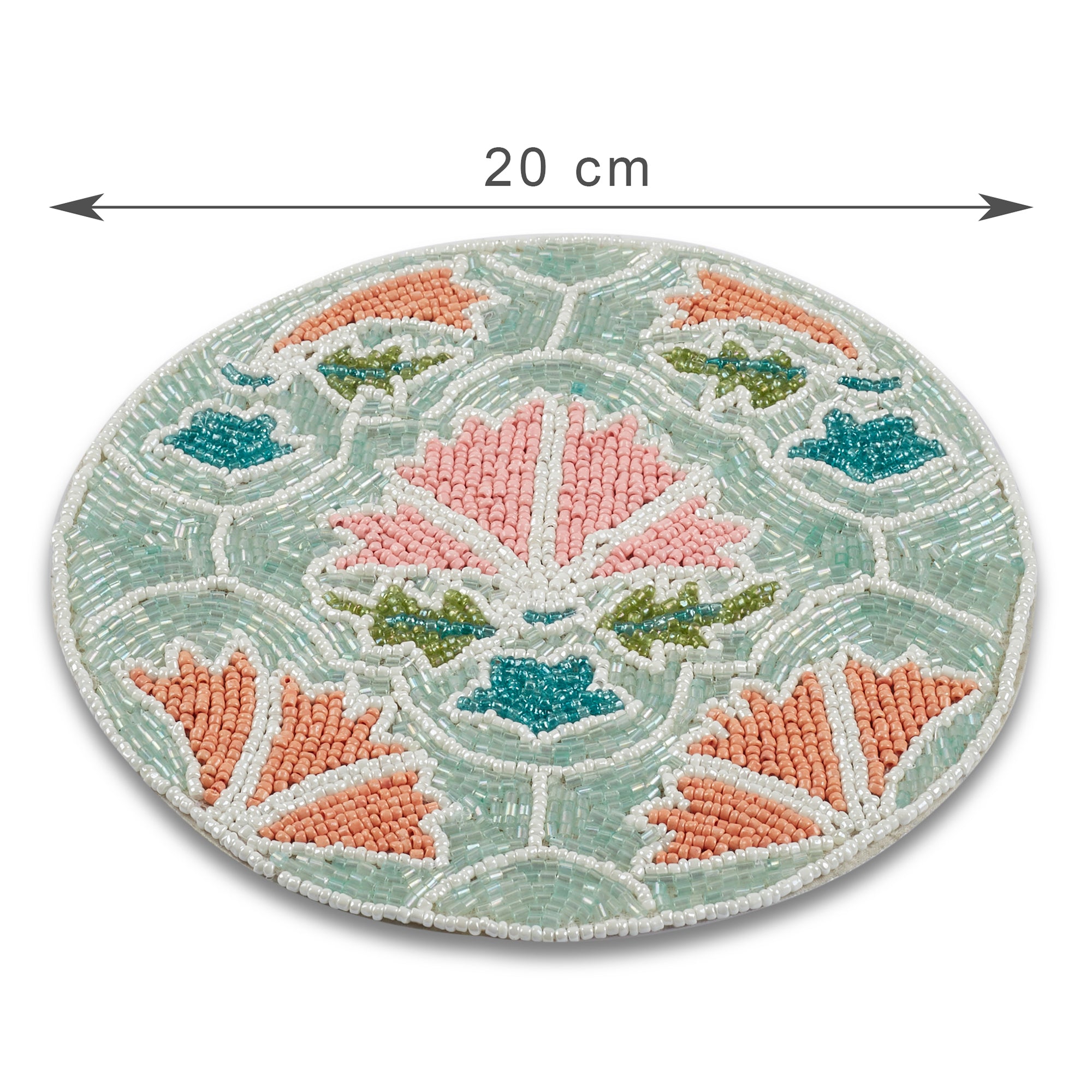 Anar Handmade Beaded Trivet Dia 20 Cm in Multi Colour