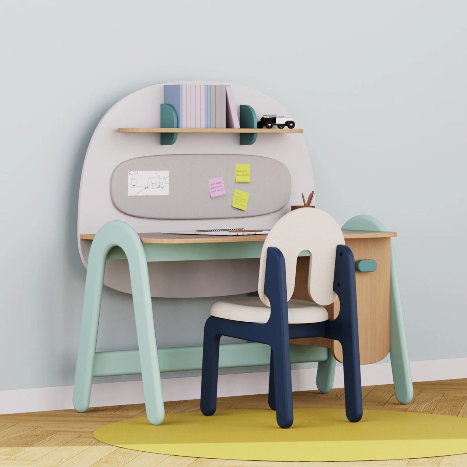 Squircle Study Table in Teal Colour