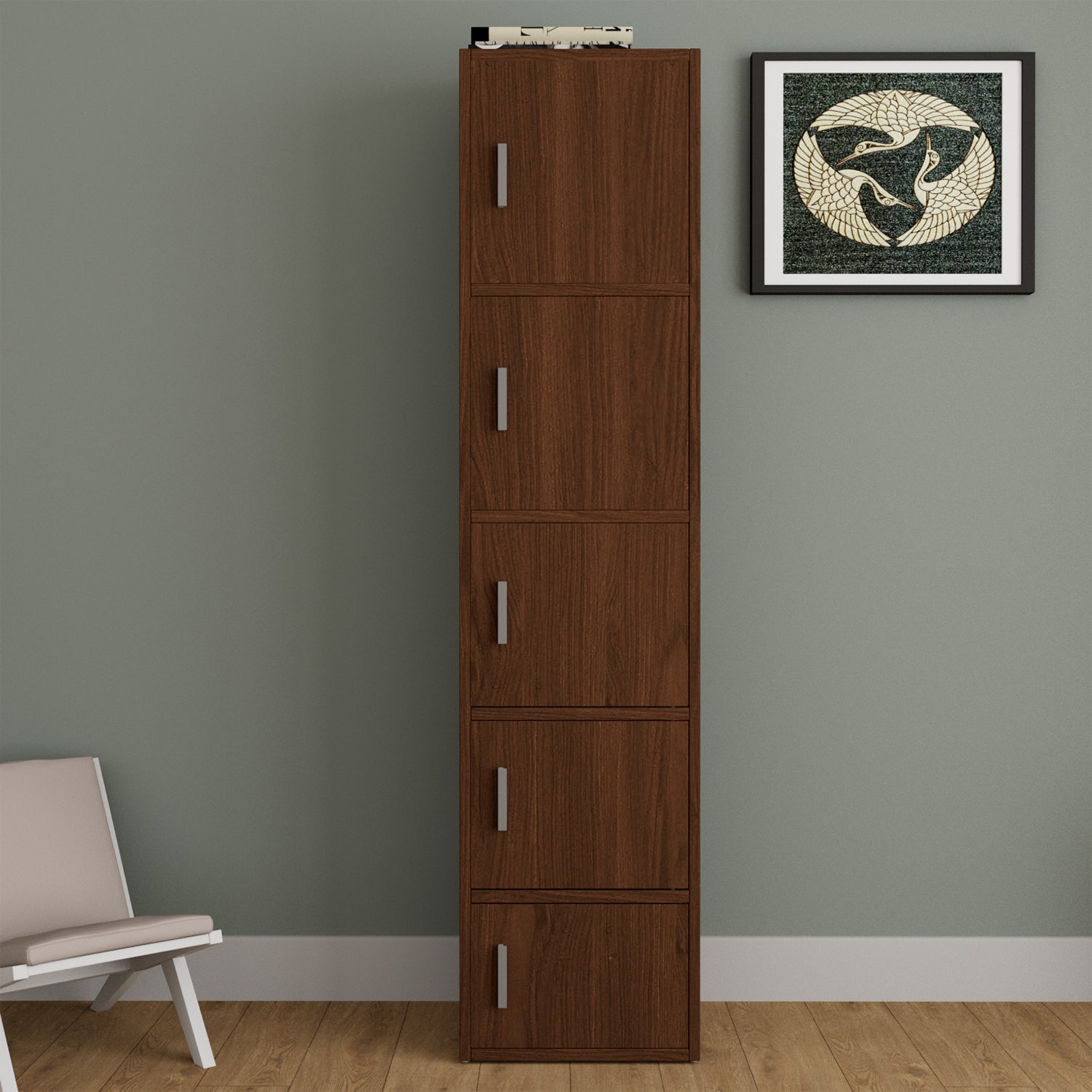 Albert Engineered Wood 5 Tier Cabinet in Oak Colour