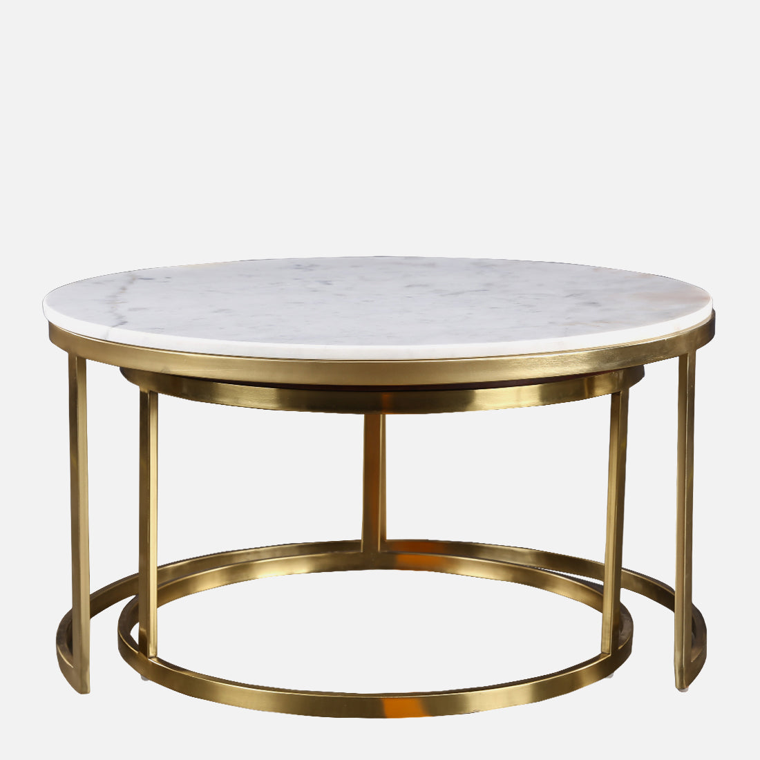 Castile Marble Center Table in White & Gold Colour