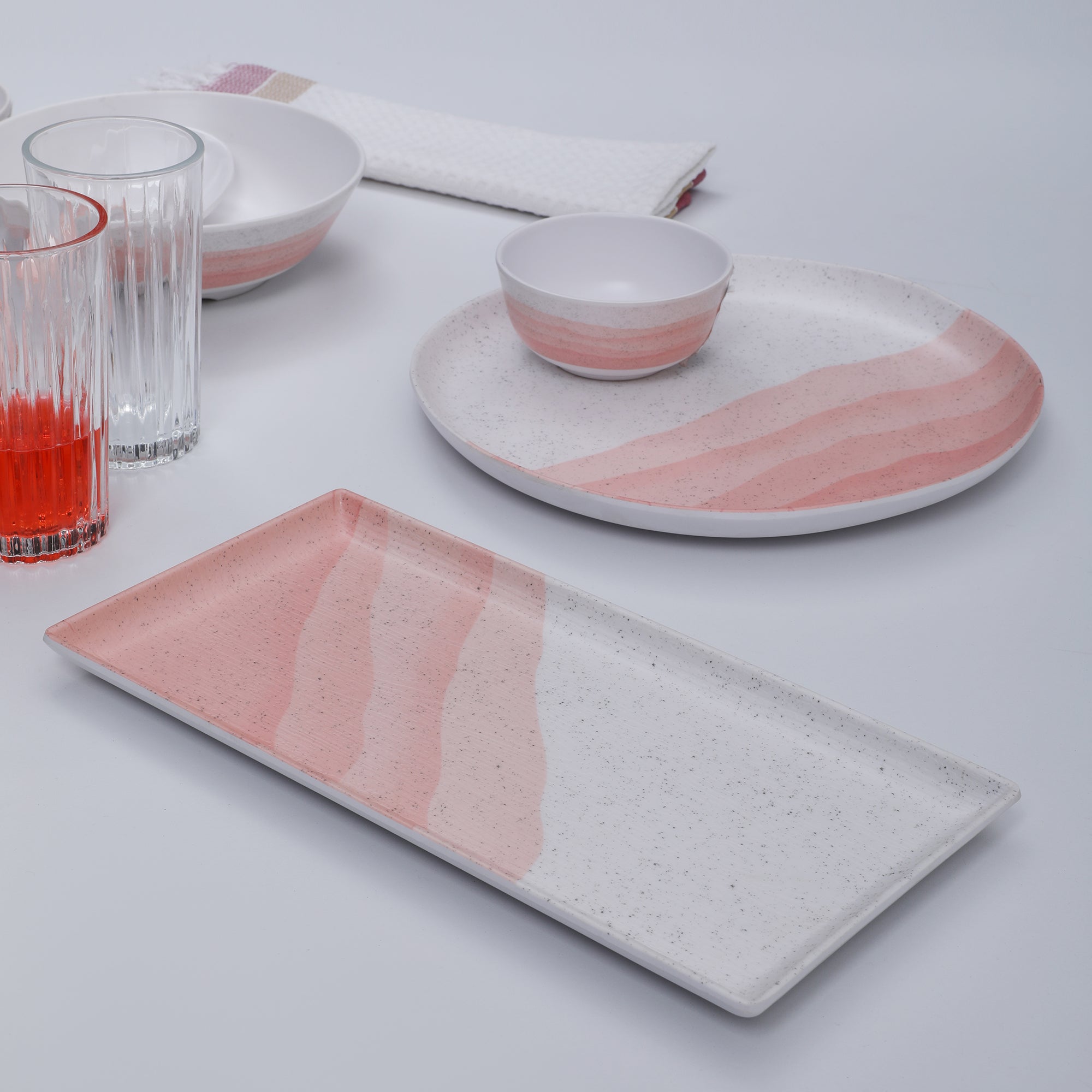 Emilia Melamine Speckles Platter Large in Pink Colour