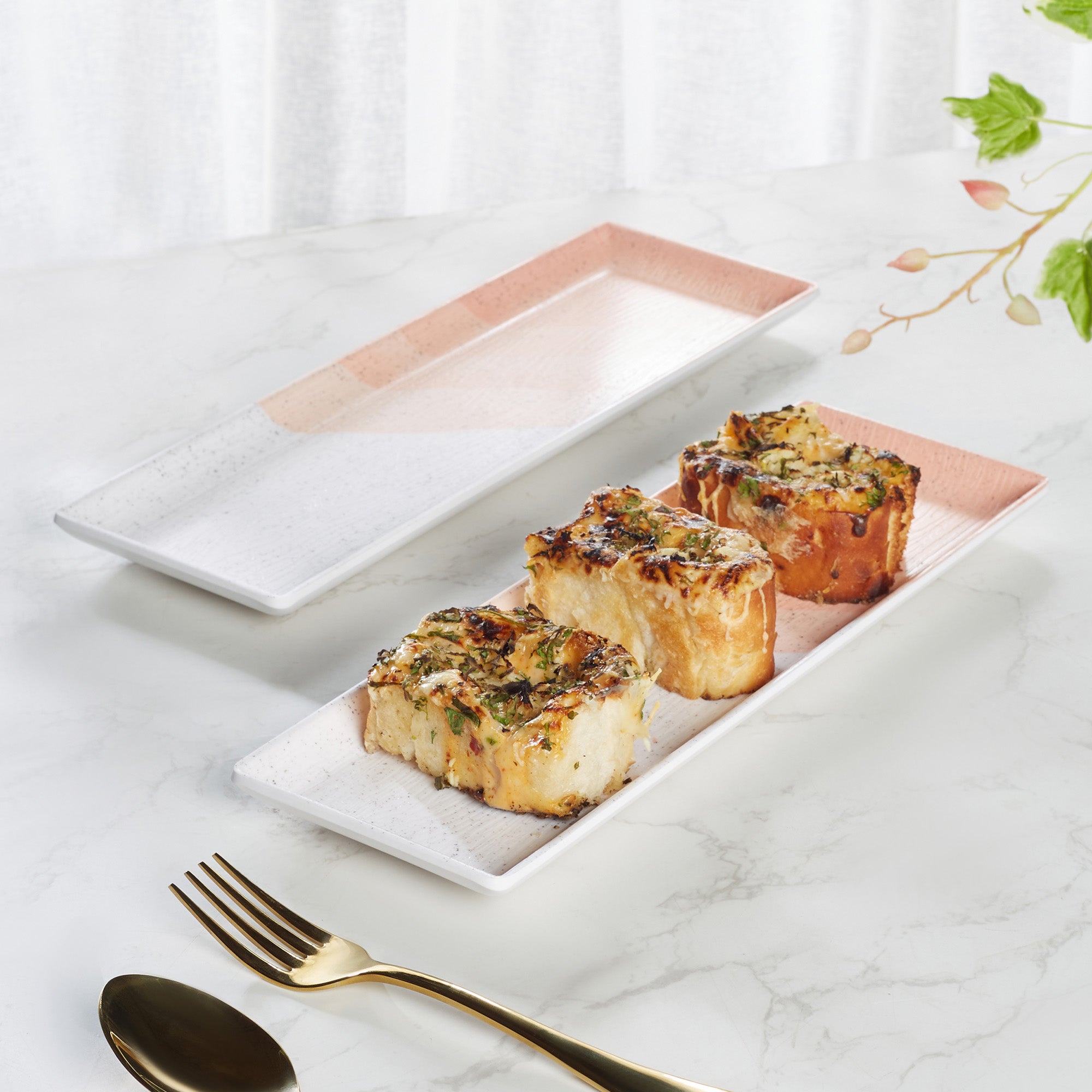 Emilia Melamine Small Platter 12x4 Inch Set of 4 in Pink Colour
