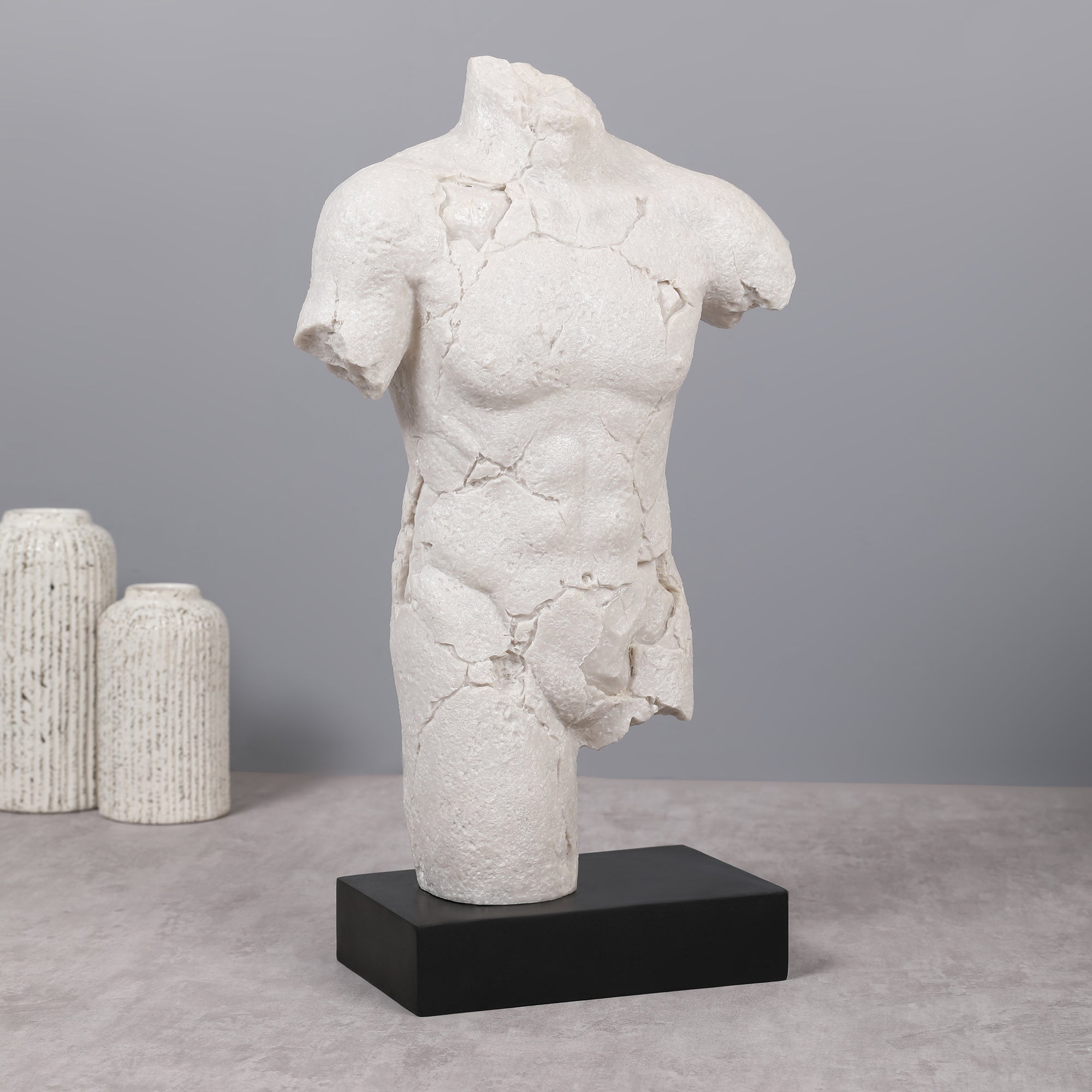 Miraya Human Torso Polyresin Figurine White 45cm by Living Essence