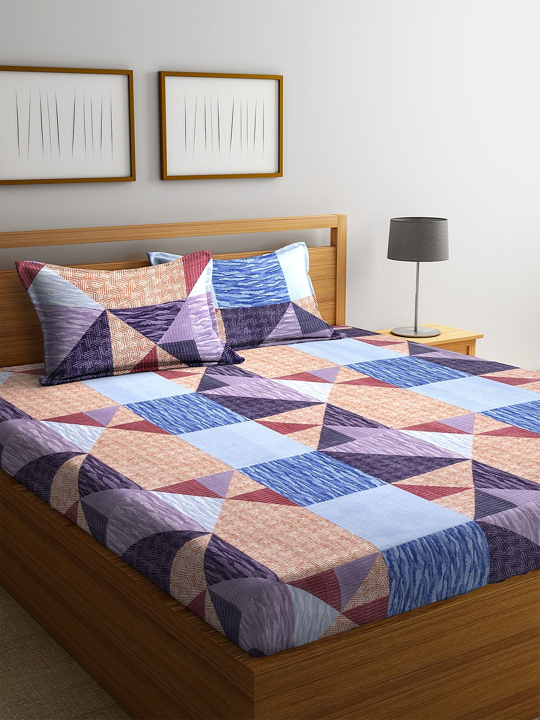 Carnival Double Bedsheet 220 x 230 CM in Blue Multi Colour