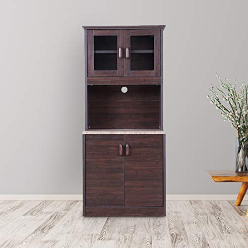 Murano Marble Finish Top Crockery Cabinet in Wenge Colour