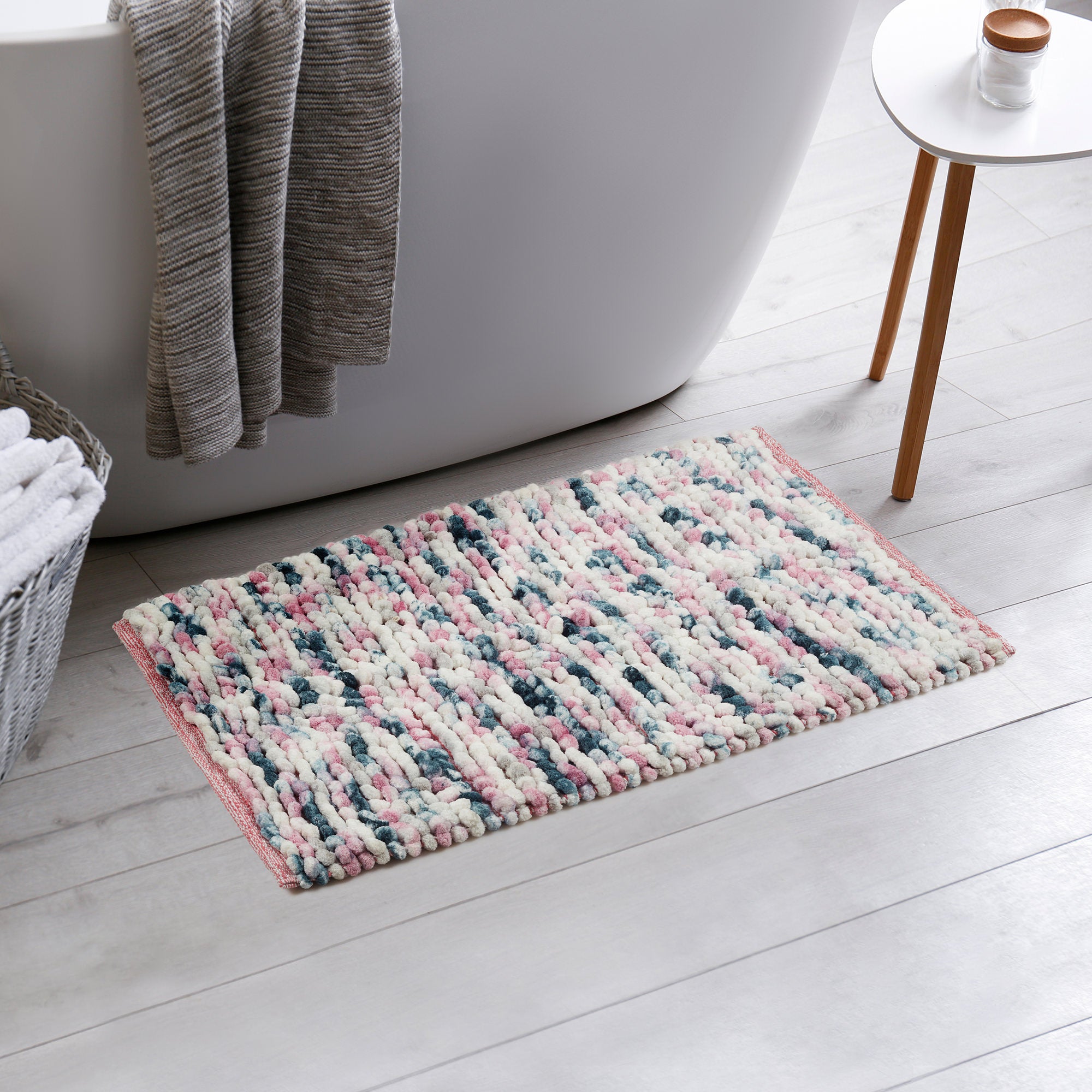 Emilia Micro Chenille Multipurpose Loop Bath Mat 40x60 Cm in Blush Blue Colour