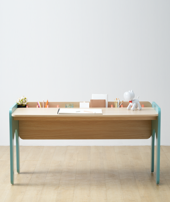 Cubby Twin Seater Spacious Study Desk with Iconic Storage Separators in Marine Teal Colour