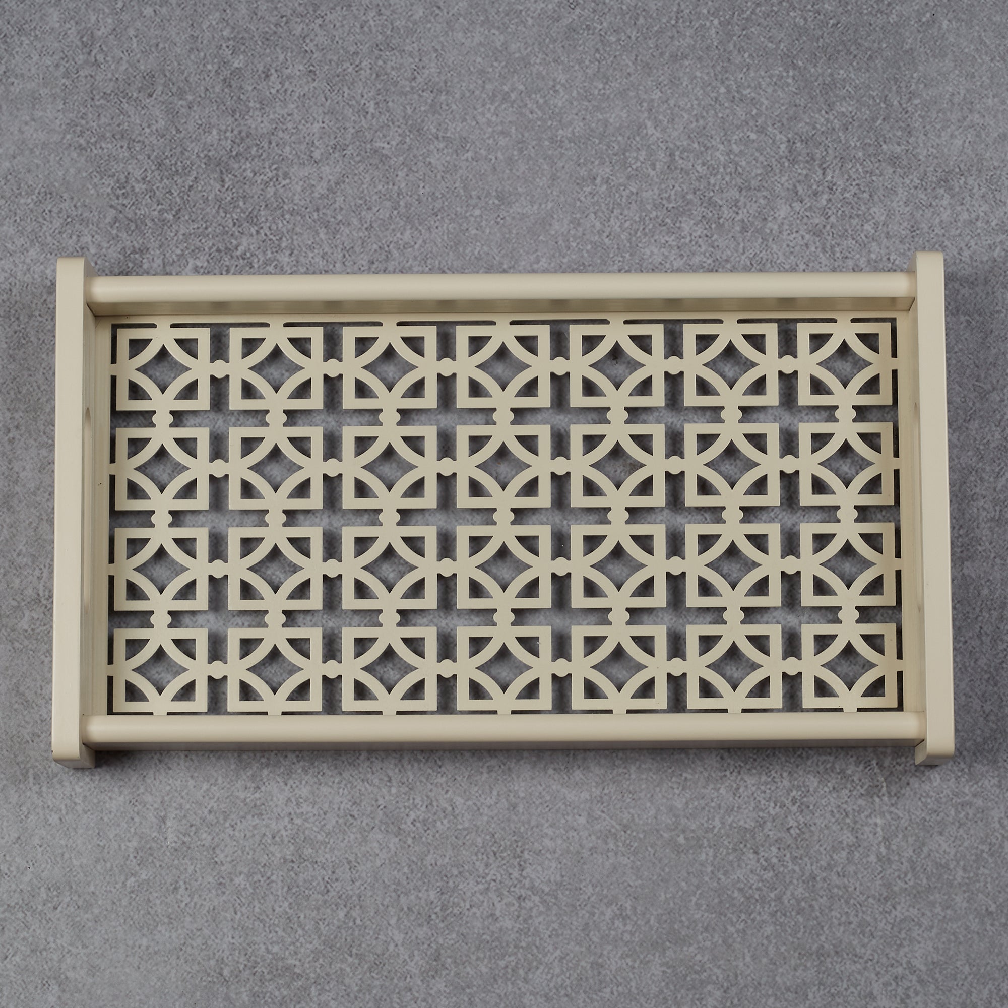 Laser Engineered Wood Cut Tray With Glass Small Rectangle in Multi Colour