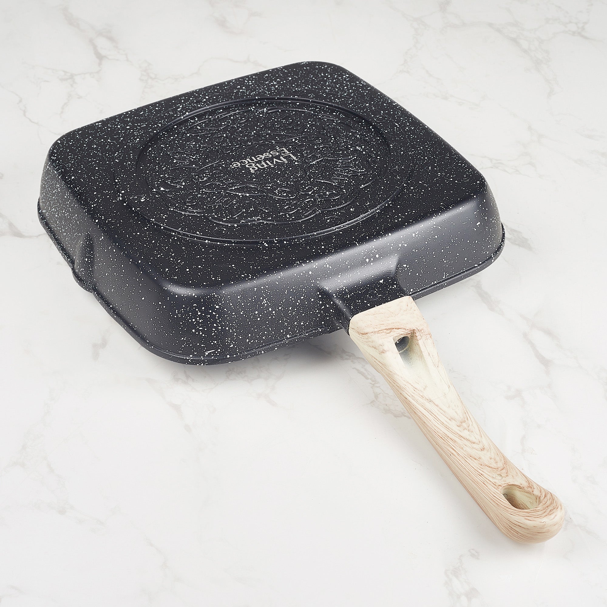 MasterCook+ 100% Virgin Aluminium Die-Cast Square Grill Pan 24 Cm in Black & Wood Colour
