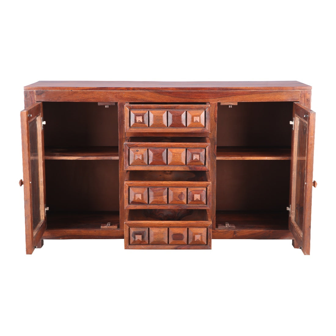 Woodrow Sheesham Wood(Rosewood) Storage Sideboard in Honey Colour
