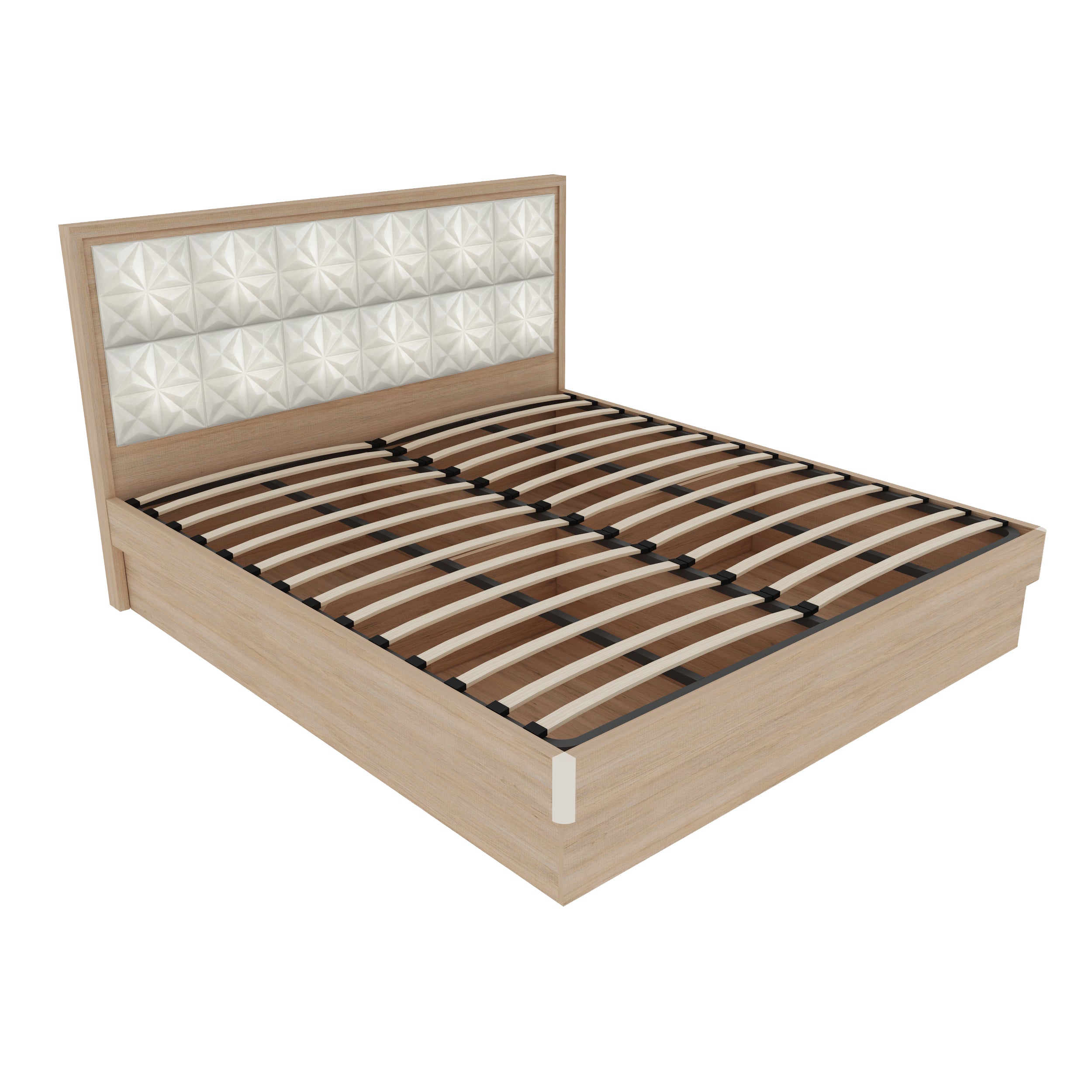 Jordan Queen Bed With Hydraulic storage in Sonam Oak & White Colour