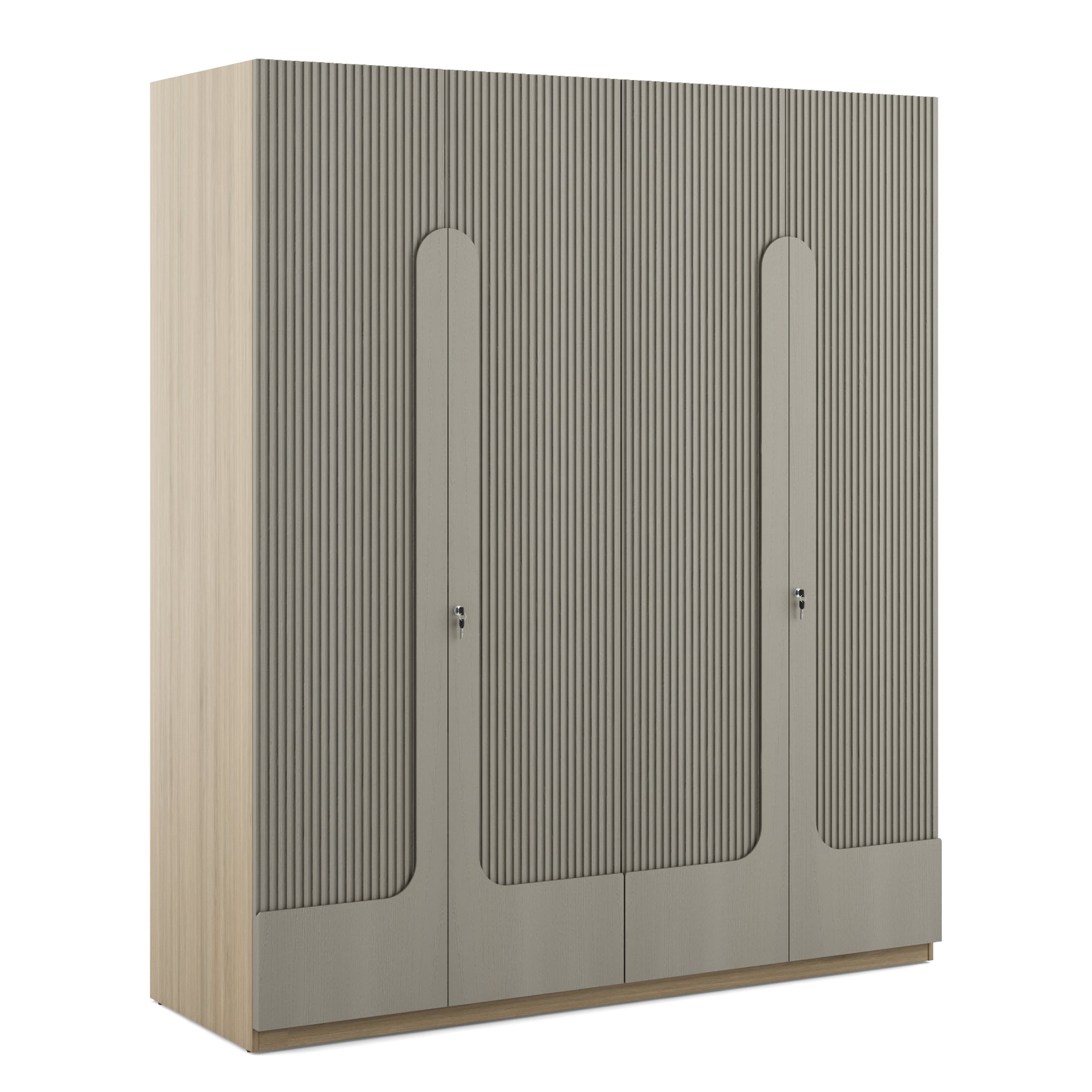 Asa Engineered Wood 4 Door Wardrobe in Santana Oak Colour