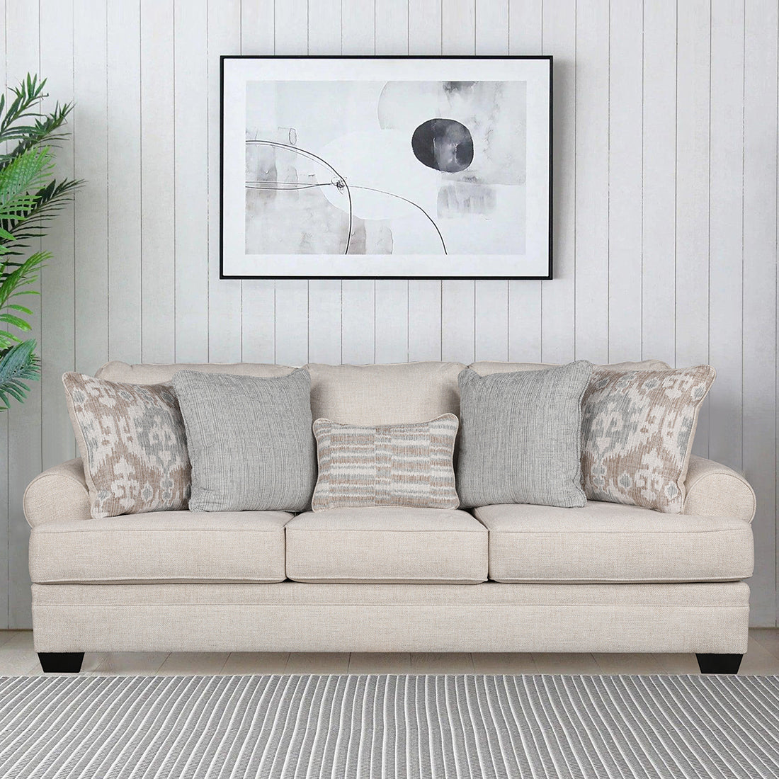 Thames Fabric Three Seater Sofa in Beige Colour