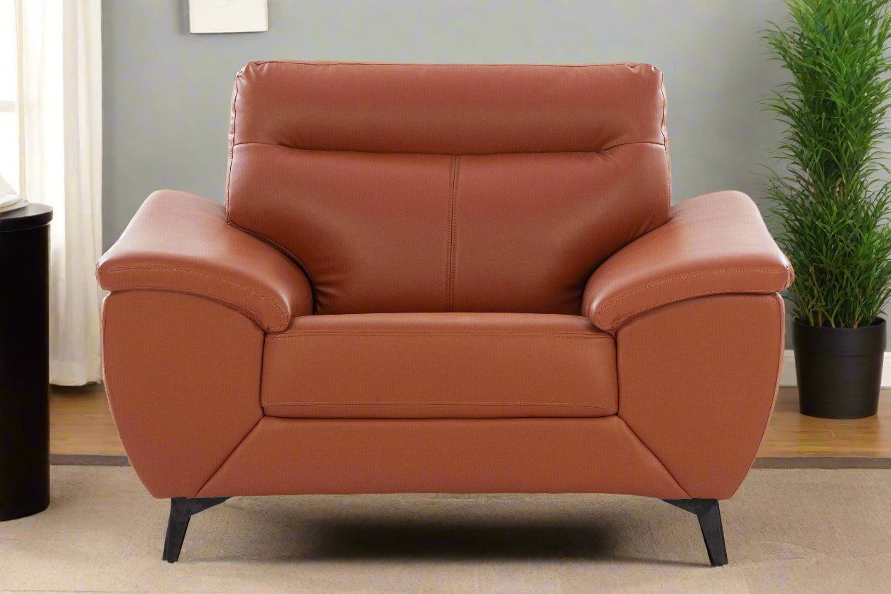 Genova Leatherette Single Seater Sofa in Tan Colour