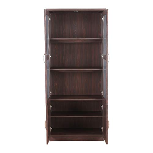 Camilla Engineered Wood Book Shelf with Door in Walnut Colour