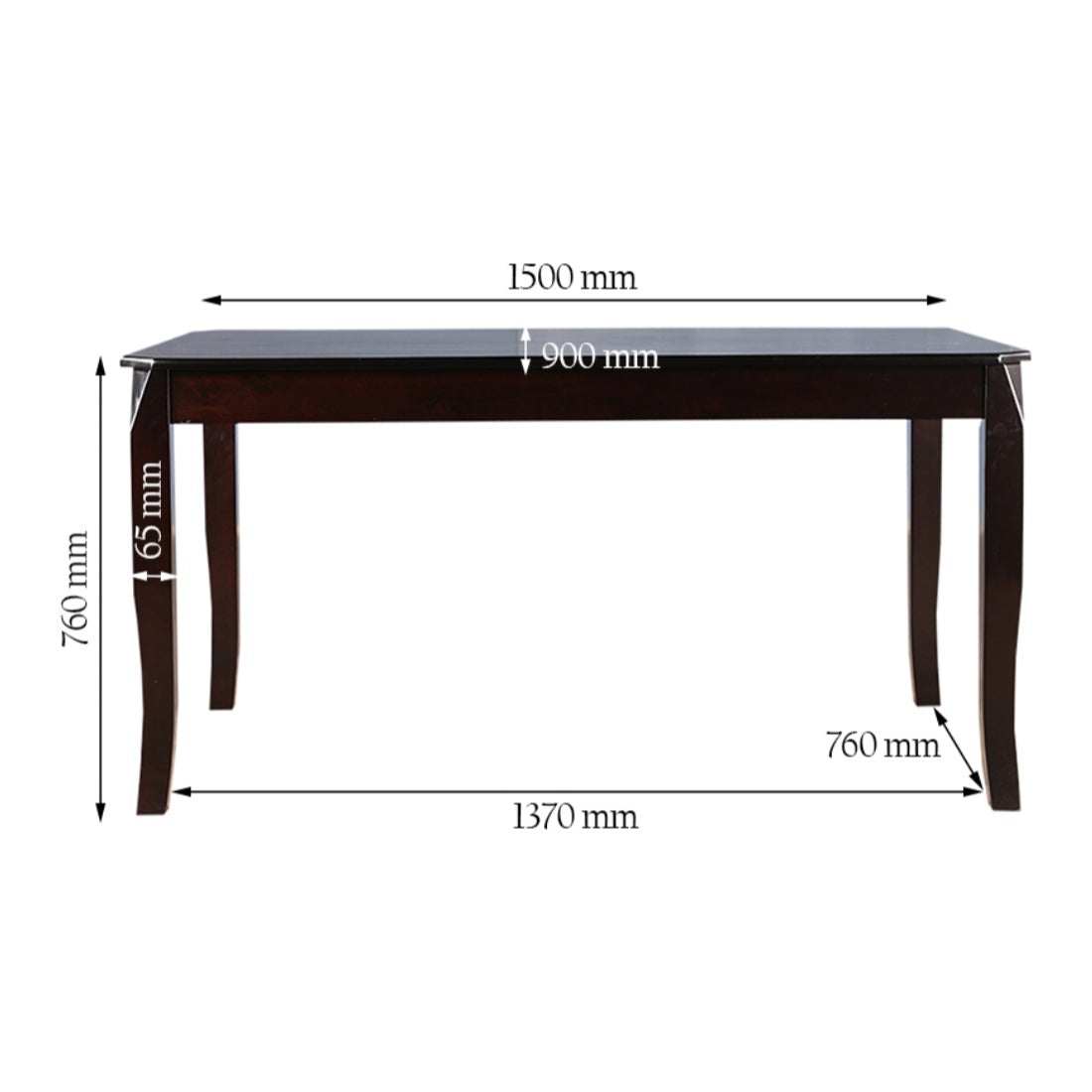Cardiff Solidwood 6 Seater Dining Table in Expresso Colour