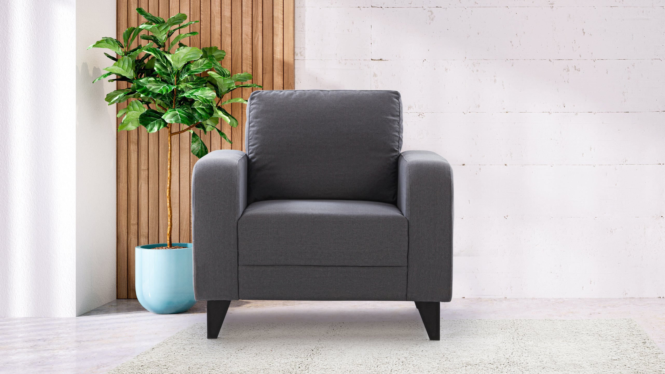 Manchester Fabric 1 Seater Sofa in Grey Colour