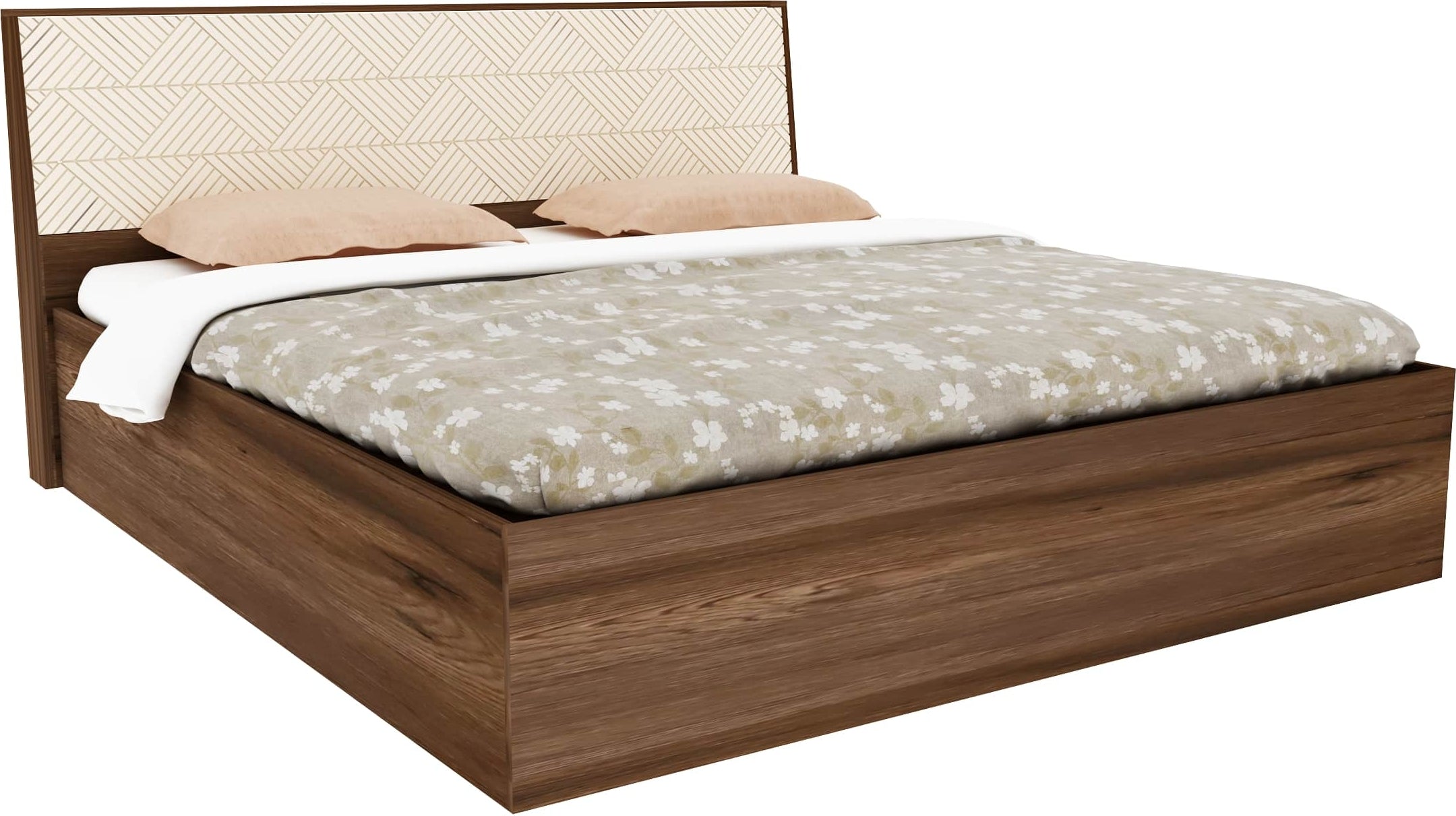 Saville Queen Size Bed with Hydraulic Storage in Dark Vogue Colour