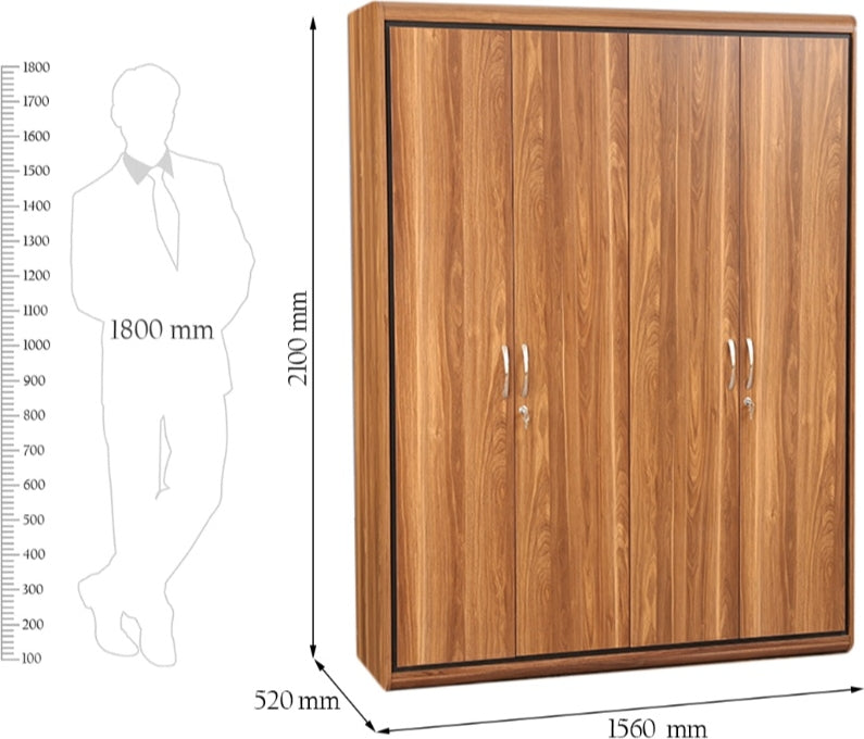 Archer Four door Wardrobe in Walnut Colour