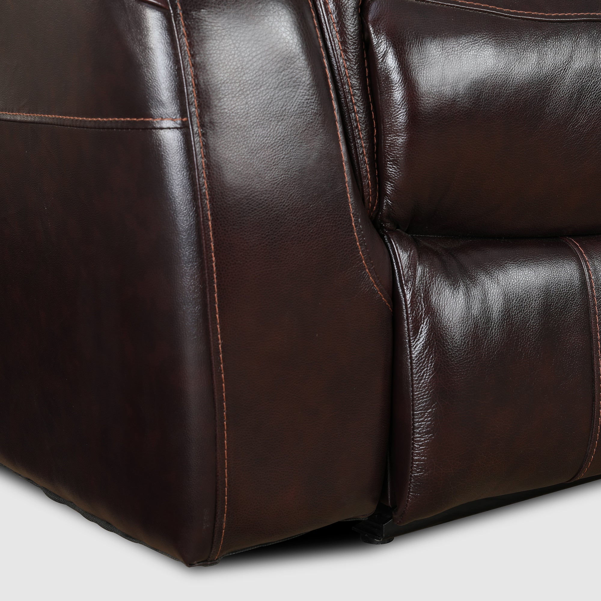Plush Half Leather Three Seater Electric Recliner in Burgundy Colour