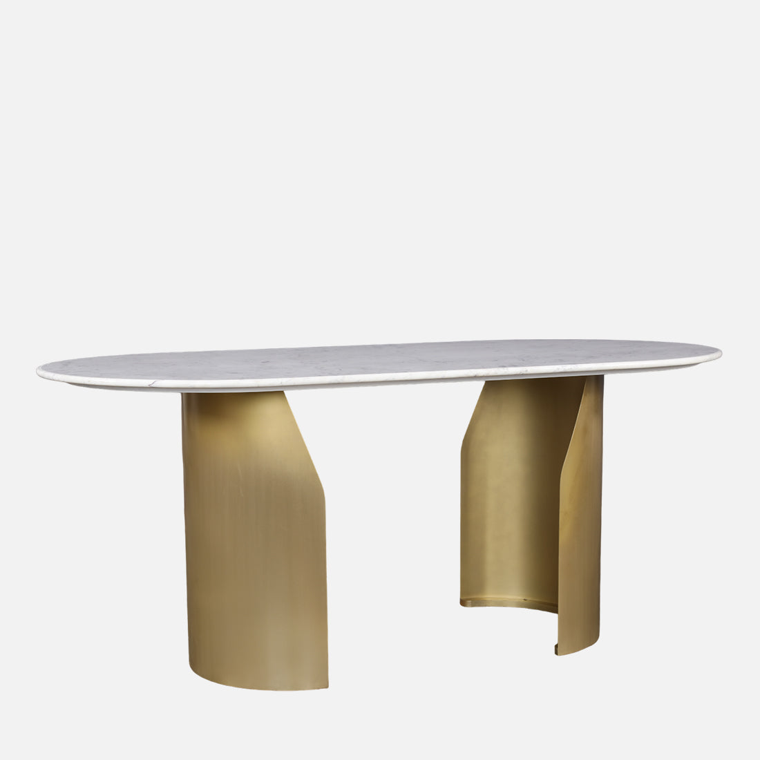 Palatine Marble Top Six Seater Dining Table in White & Gold Colour