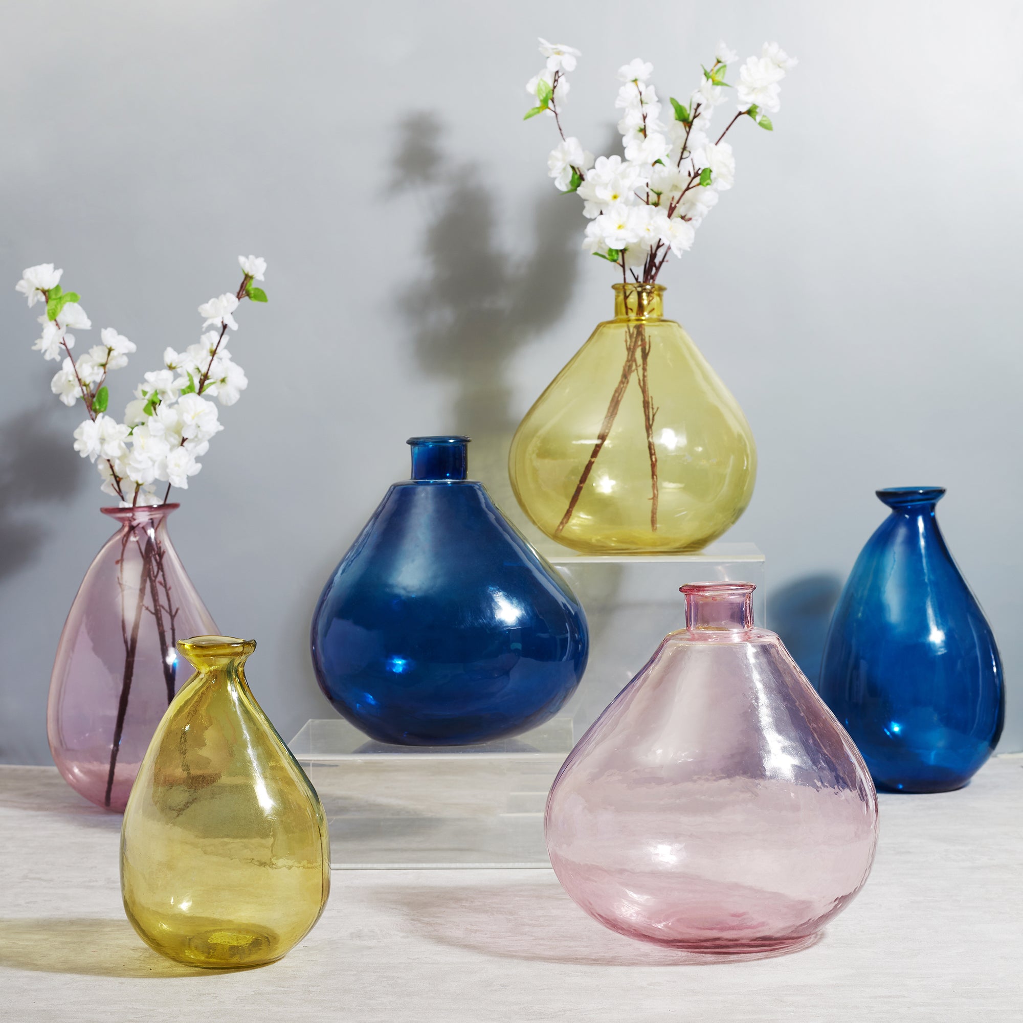 Phiona Glass Modern Organic Shapped Handcrafted 31 Cm Vase in Blush Colour