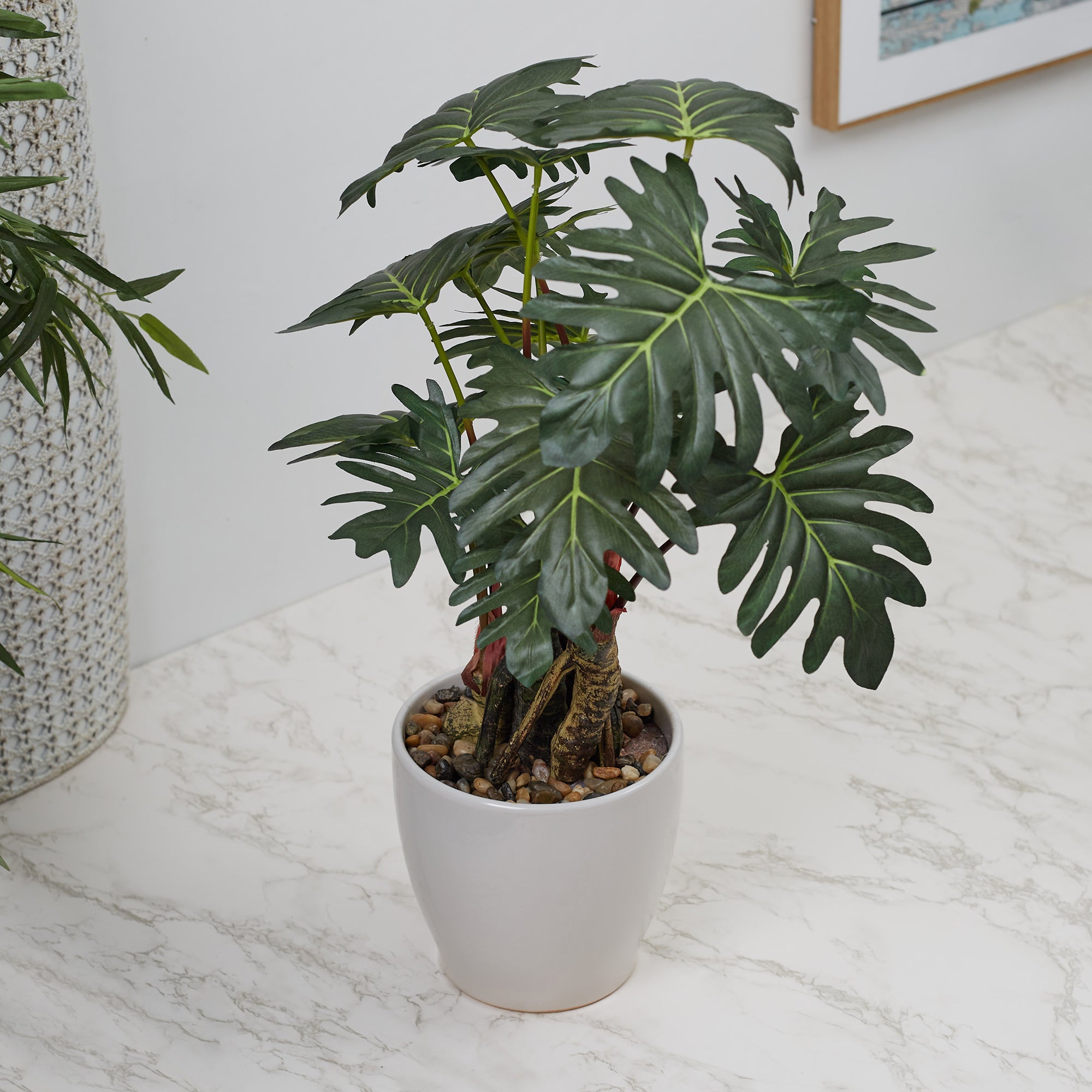 Ilana Faux Philodendron Ceramic Potted Plant 56 Cm in Green Colour