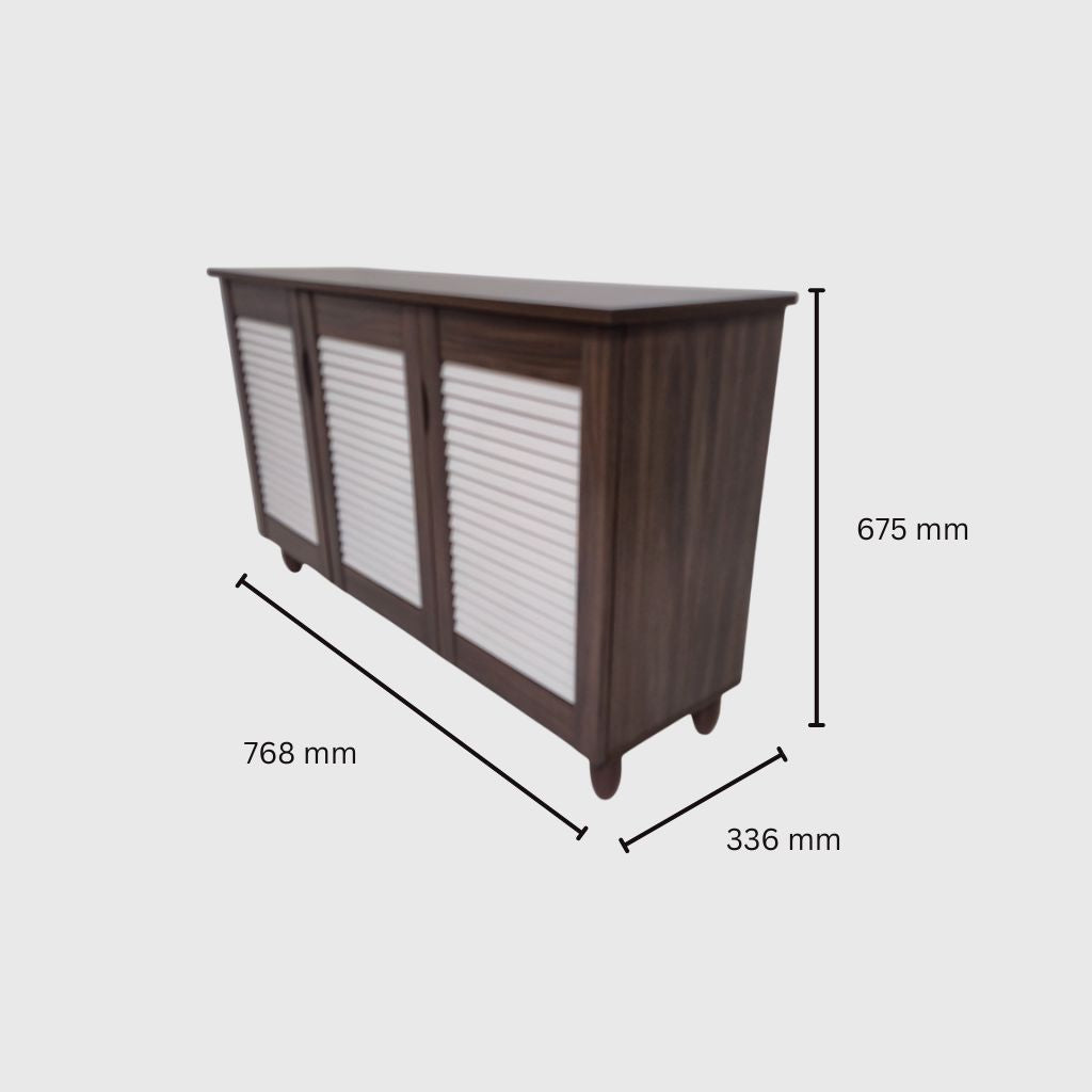Cyra 3 Door Shoe Rack in White Colour