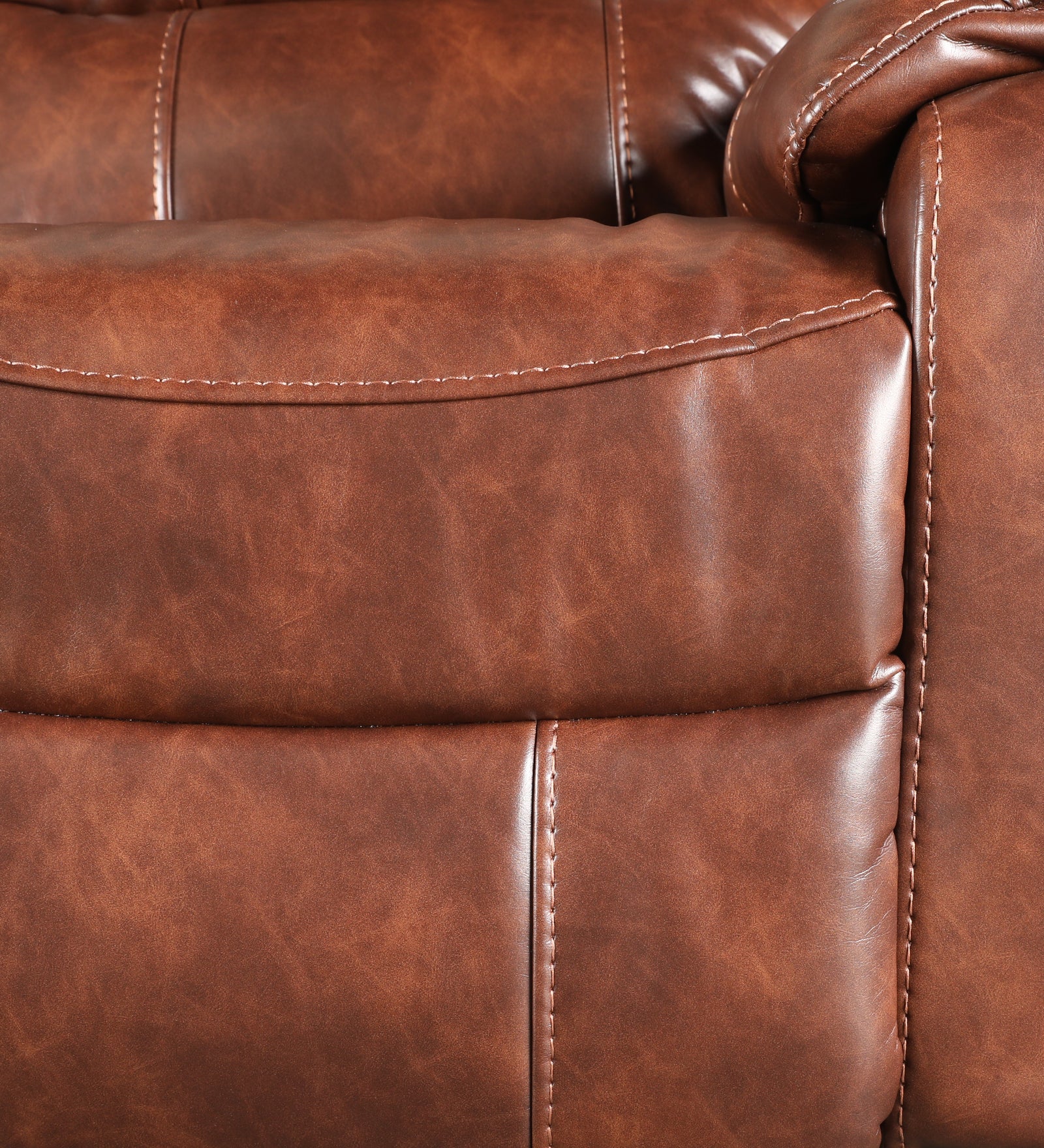 Urbano Leather Fabric Three Seater Recliner in Brown Colour