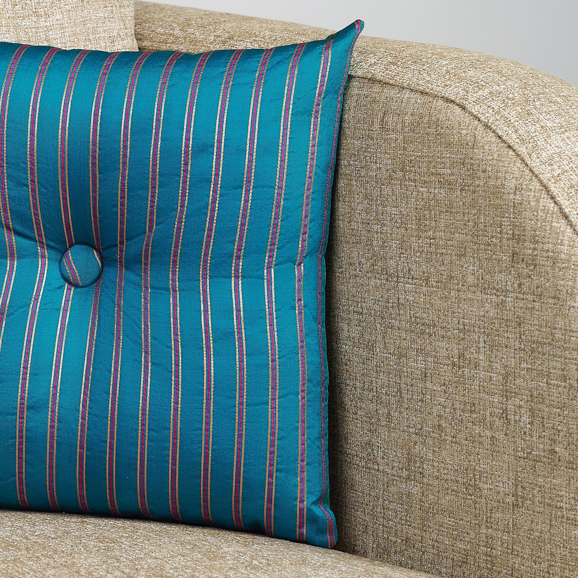Fiesta  Jacquard Pattern Reversible Filled Cushion 30X30 Cm in Aqua & Teal Colour