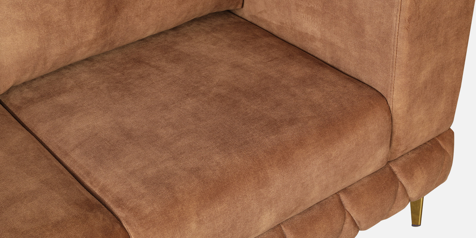 Plume Velvet Fabric Two Seater Sofa in Brown Colour