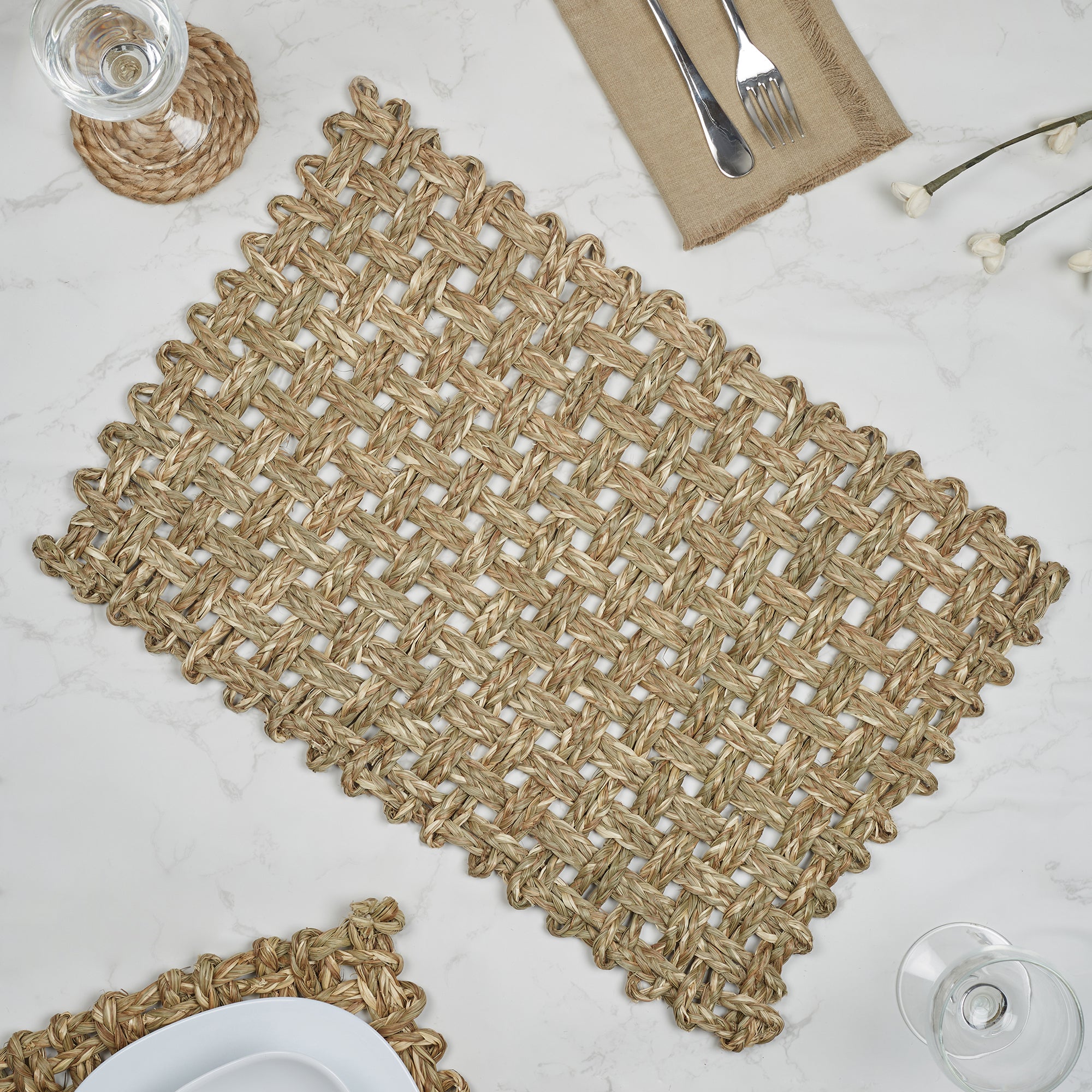 Ebony Handmade Seagrass Placemat 30x45 Cm in Natural Colour