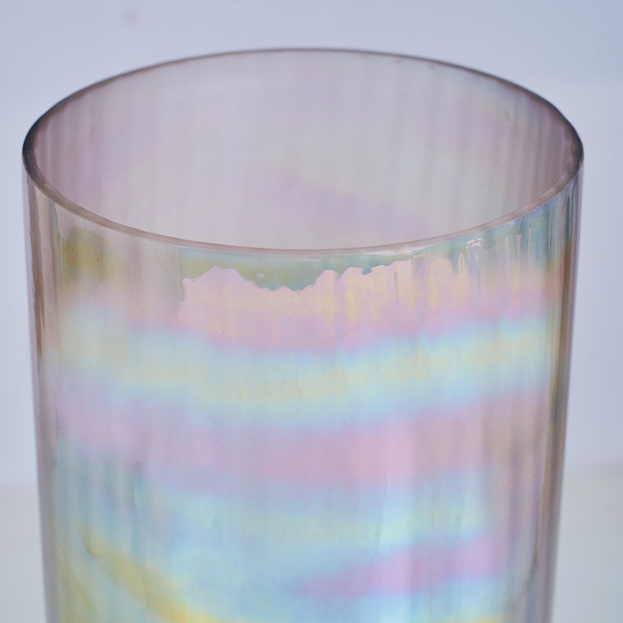 Phiona Glass Fluted Handcrafted Hurricane 29 Cm in Blush Colour