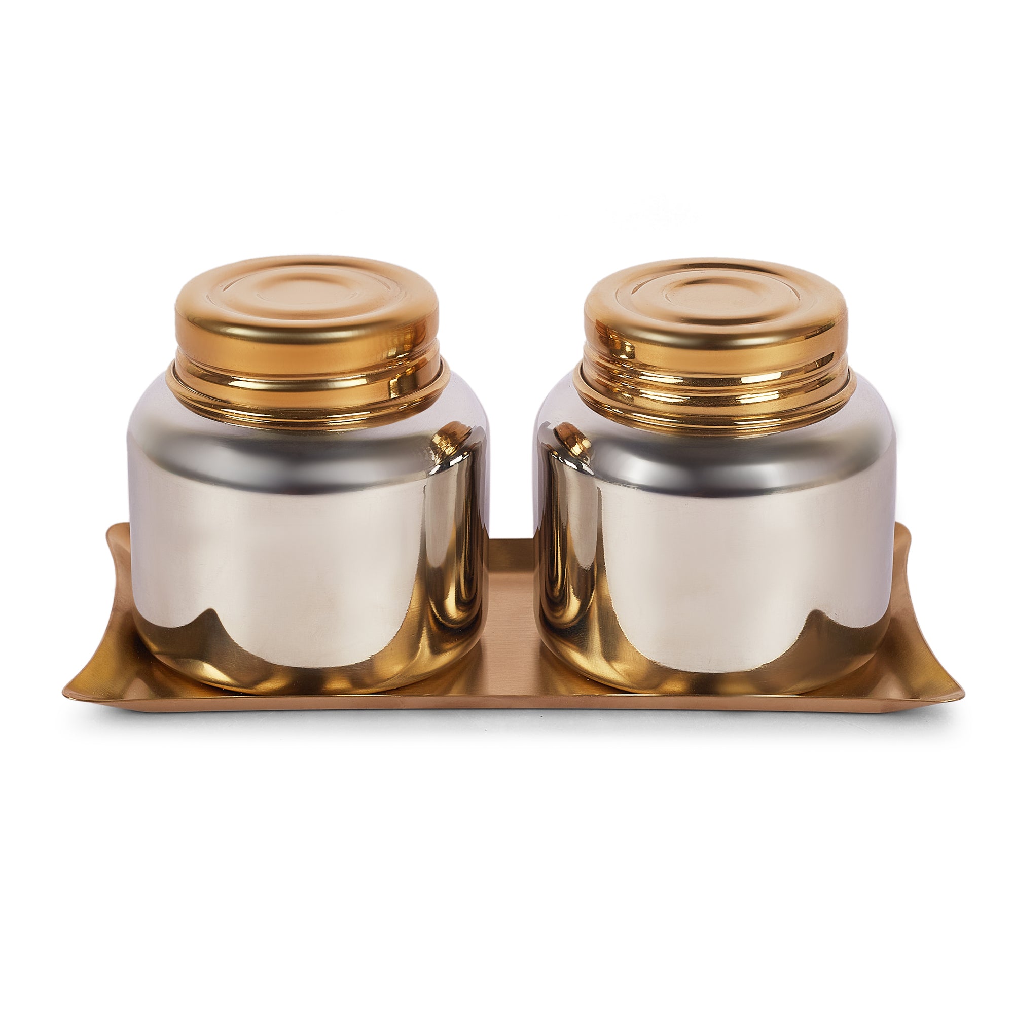 Sapphire Stainless Steel Serving Set Small in Gold & Silver Colour by Living Essence