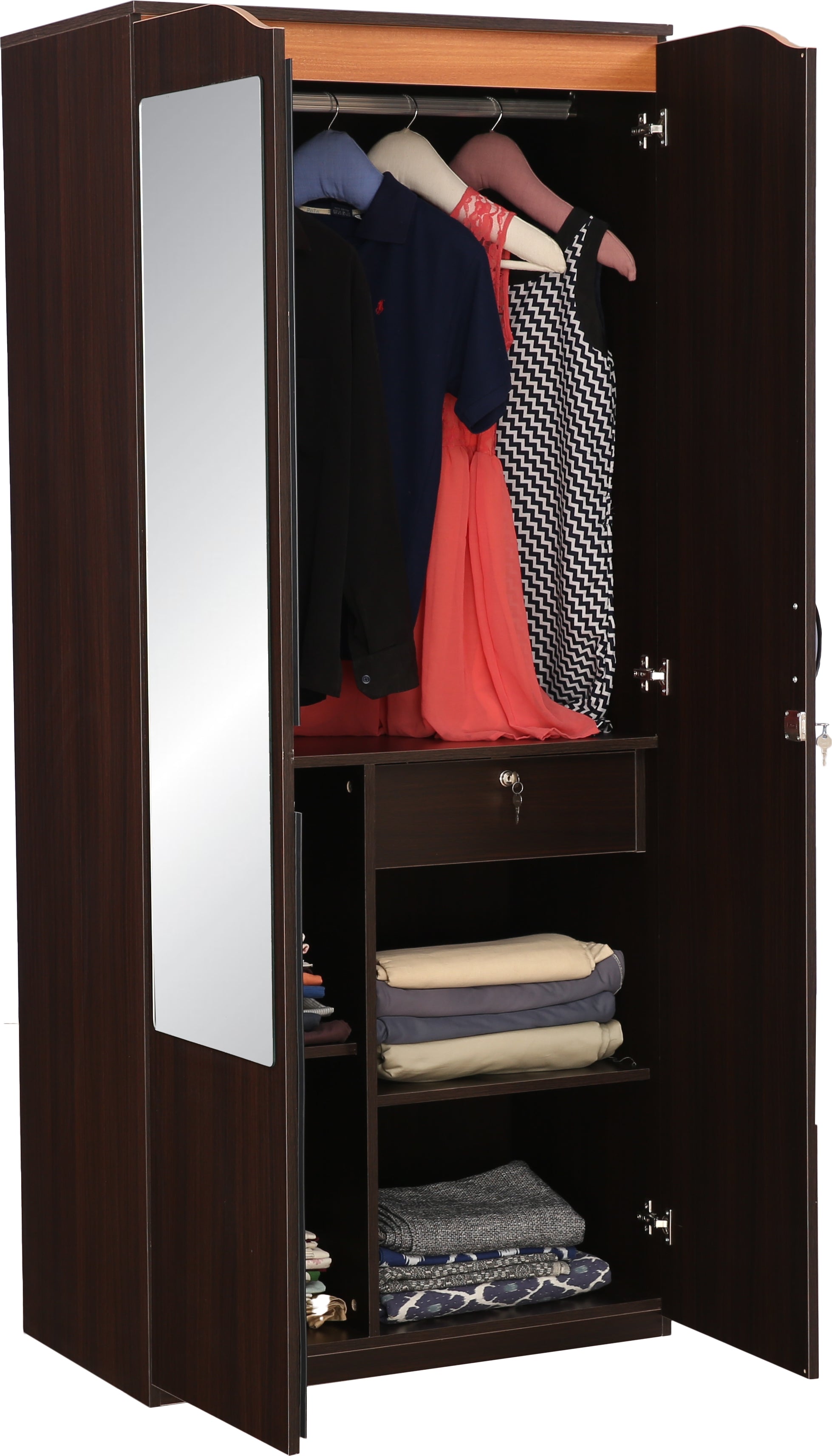 Swirl Two door Wardrobe in Dark Oak Colour