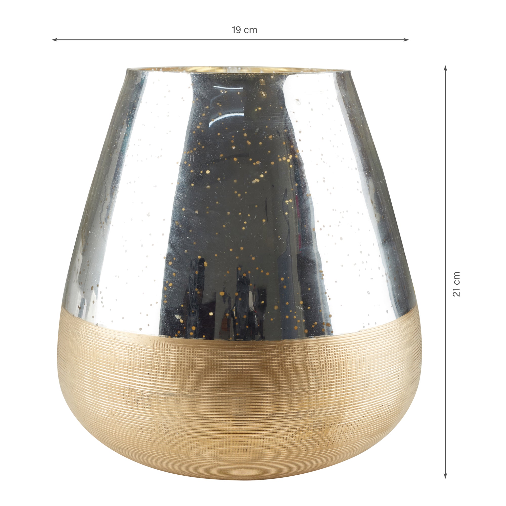 Phiona Glass Textured Handcrafted Mercury Vase 21 Cm in Gold Colour